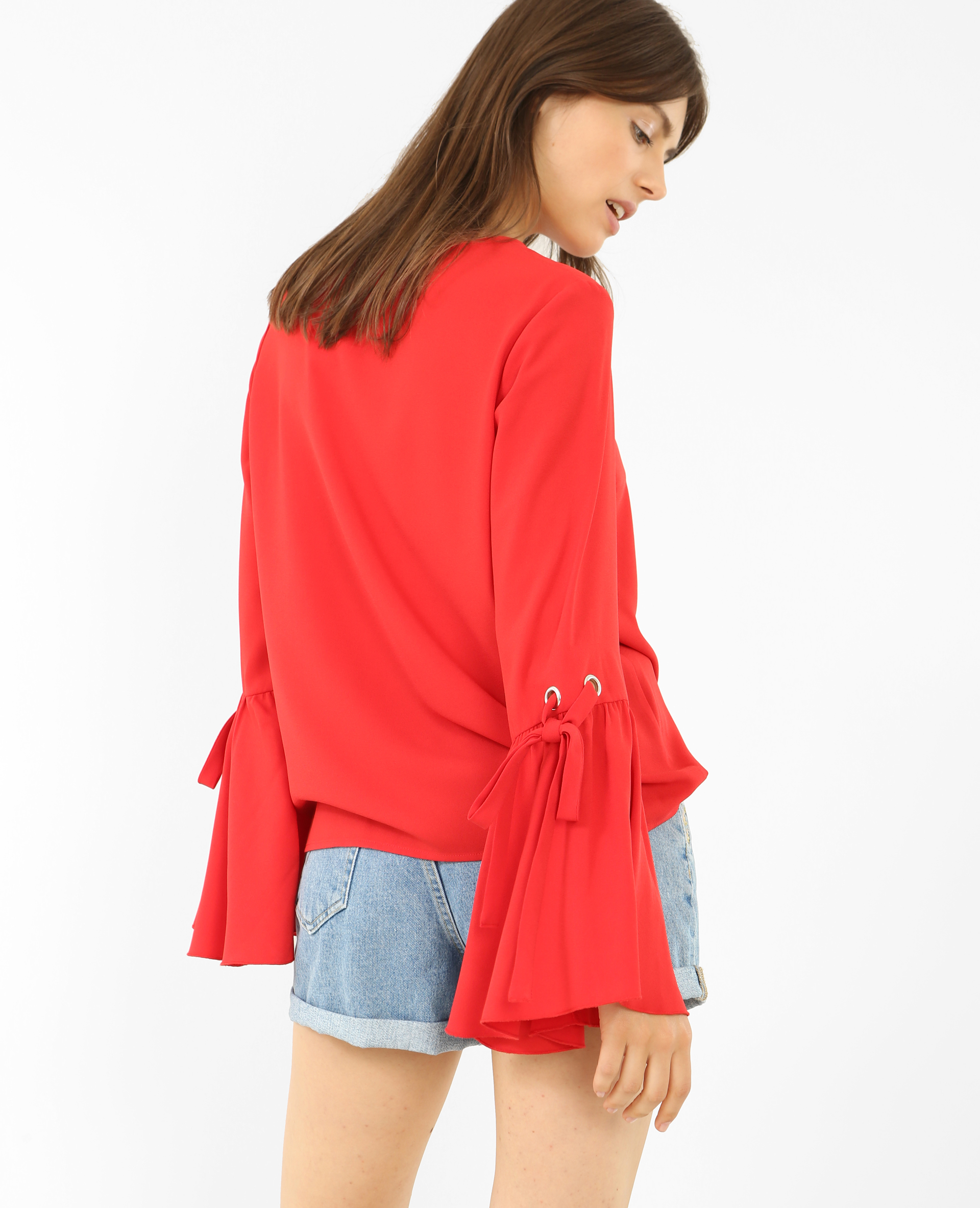 Blouse fluide manches pagode rouge - Pimkie