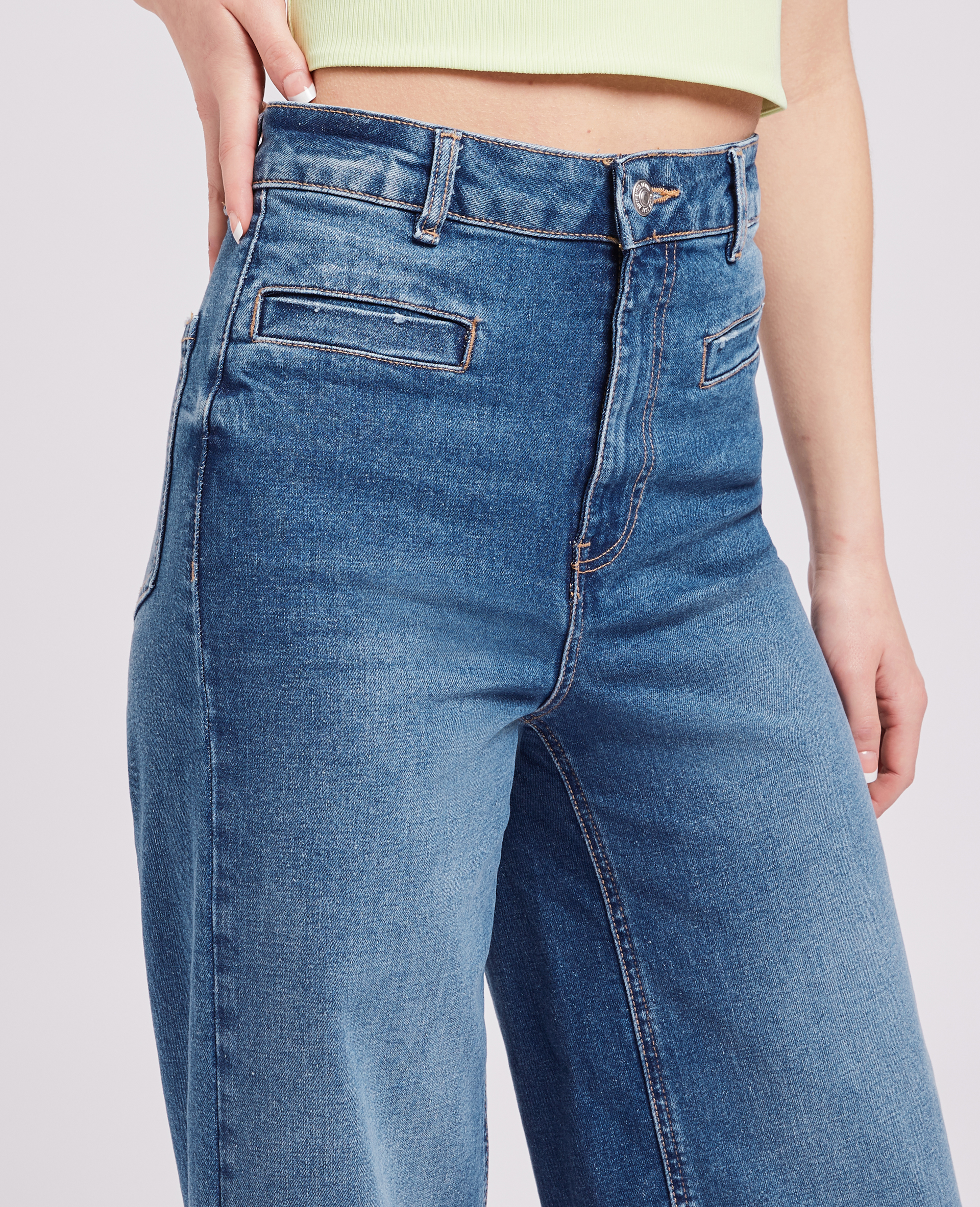 Jean large effet délavé bleu denim - Pimkie