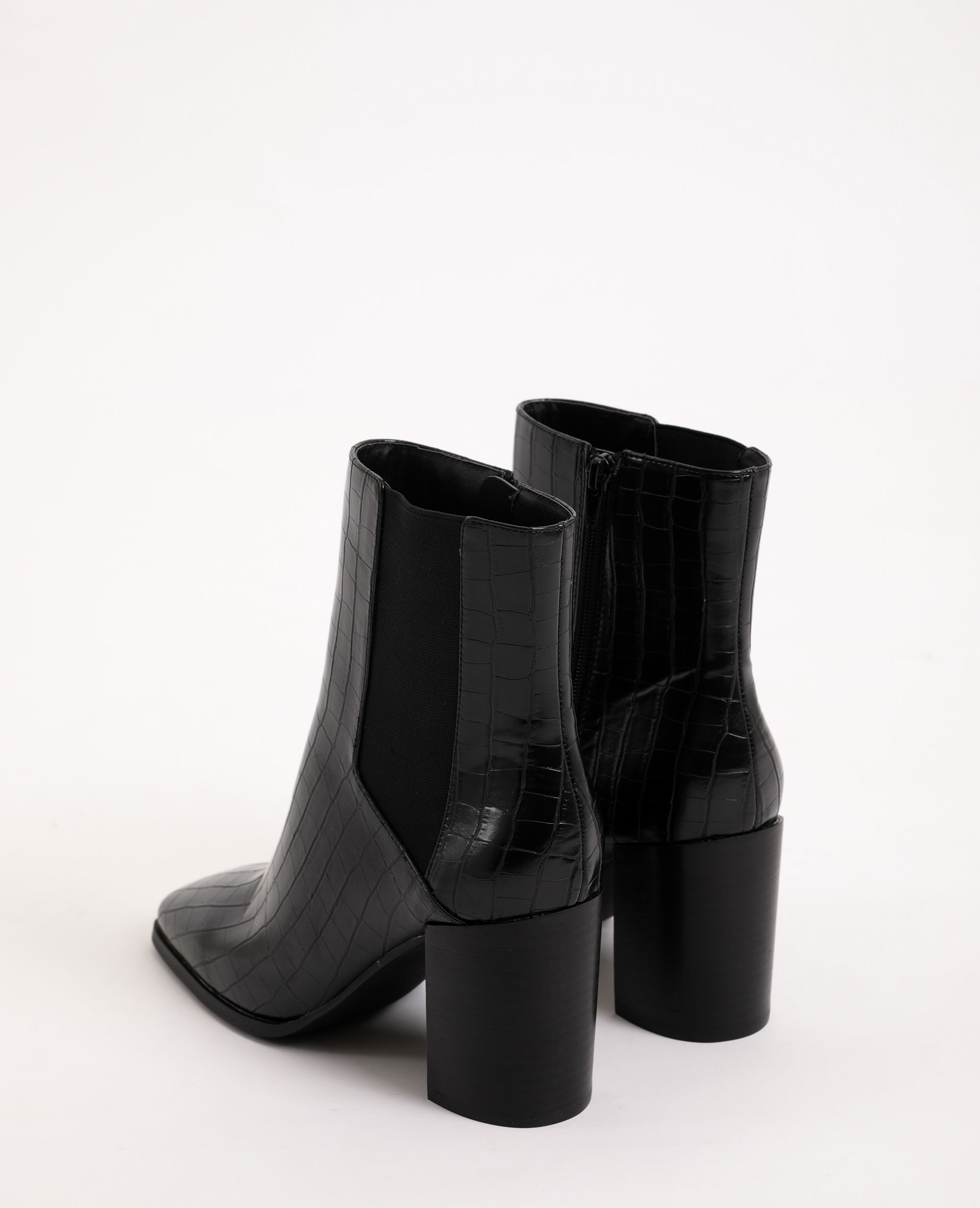 pimkie moc croc chunky sole ankle boots in black