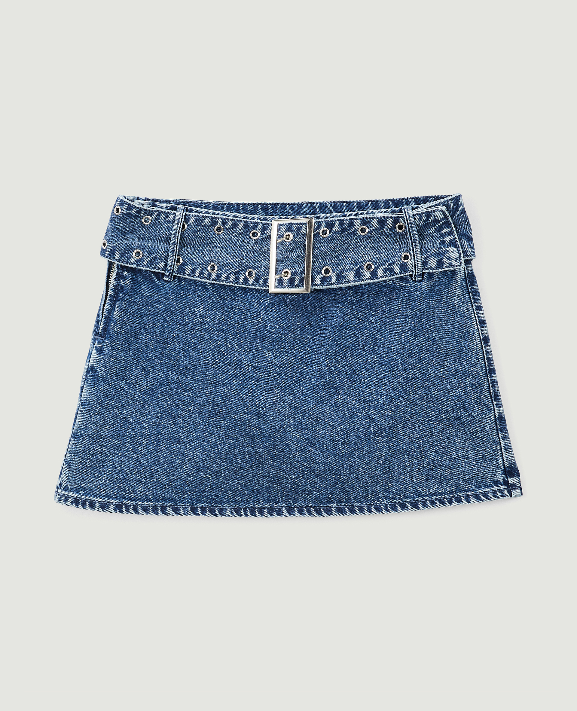 Jupe-short avec ceinture œillets bleu - Pimkie