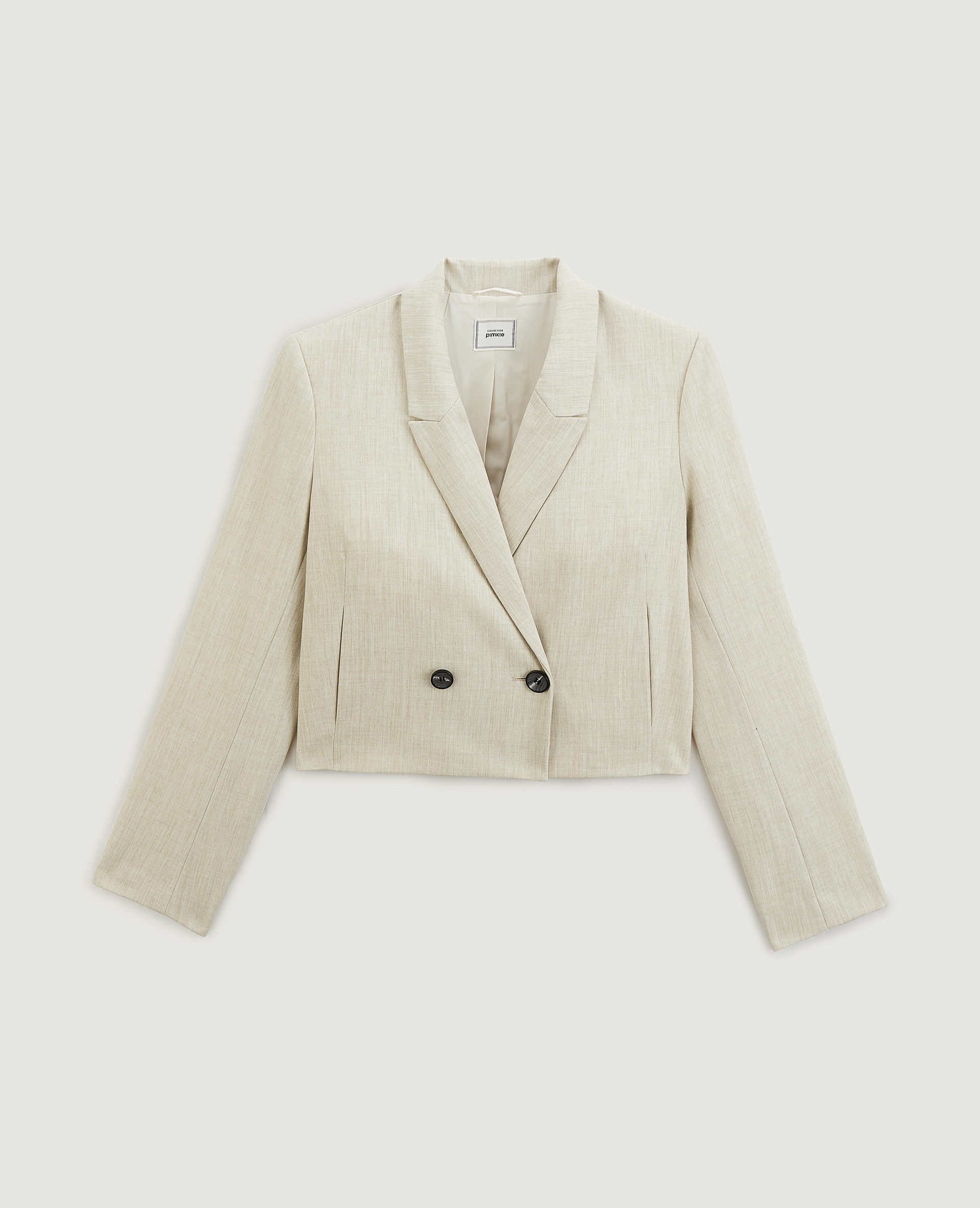 Veste blazer courte avec épaulettes beige chiné - Pimkie
