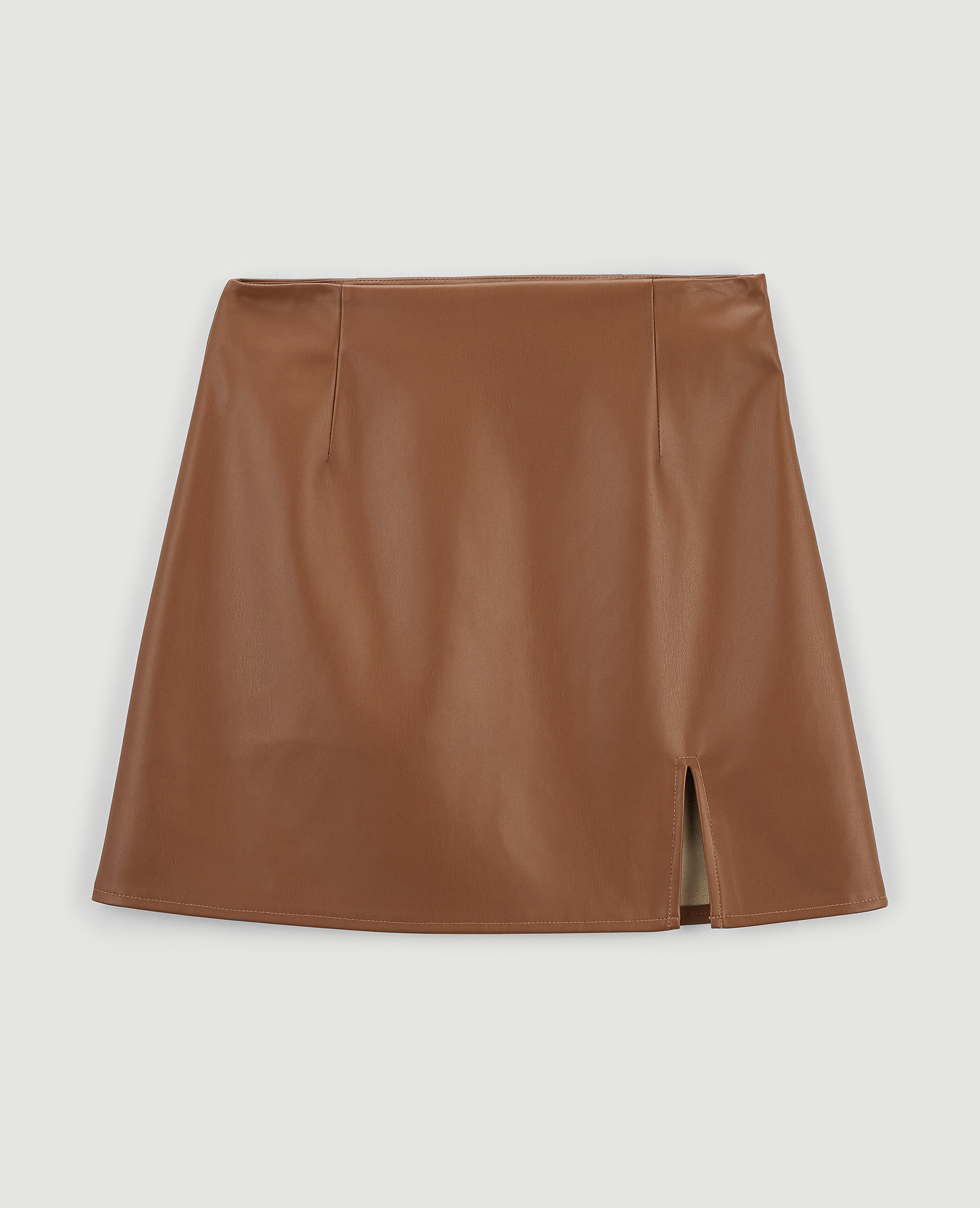 Jupe courte simili cuir camel - Pimkie