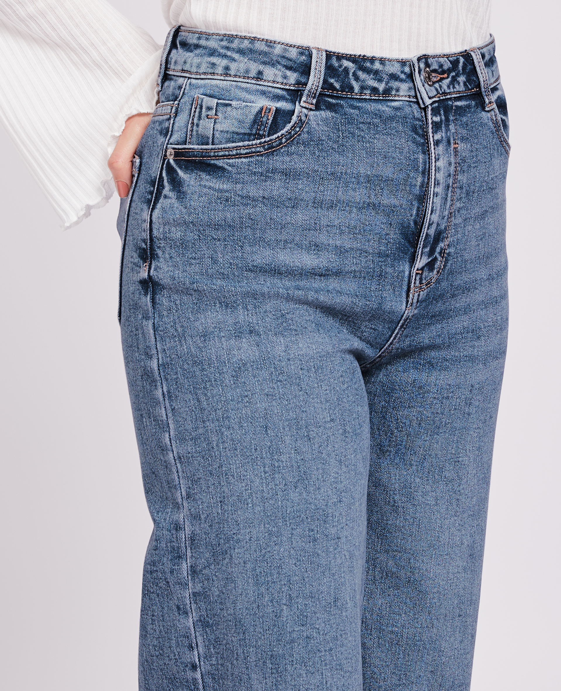 Jean large effet délavé bleu - Pimkie
