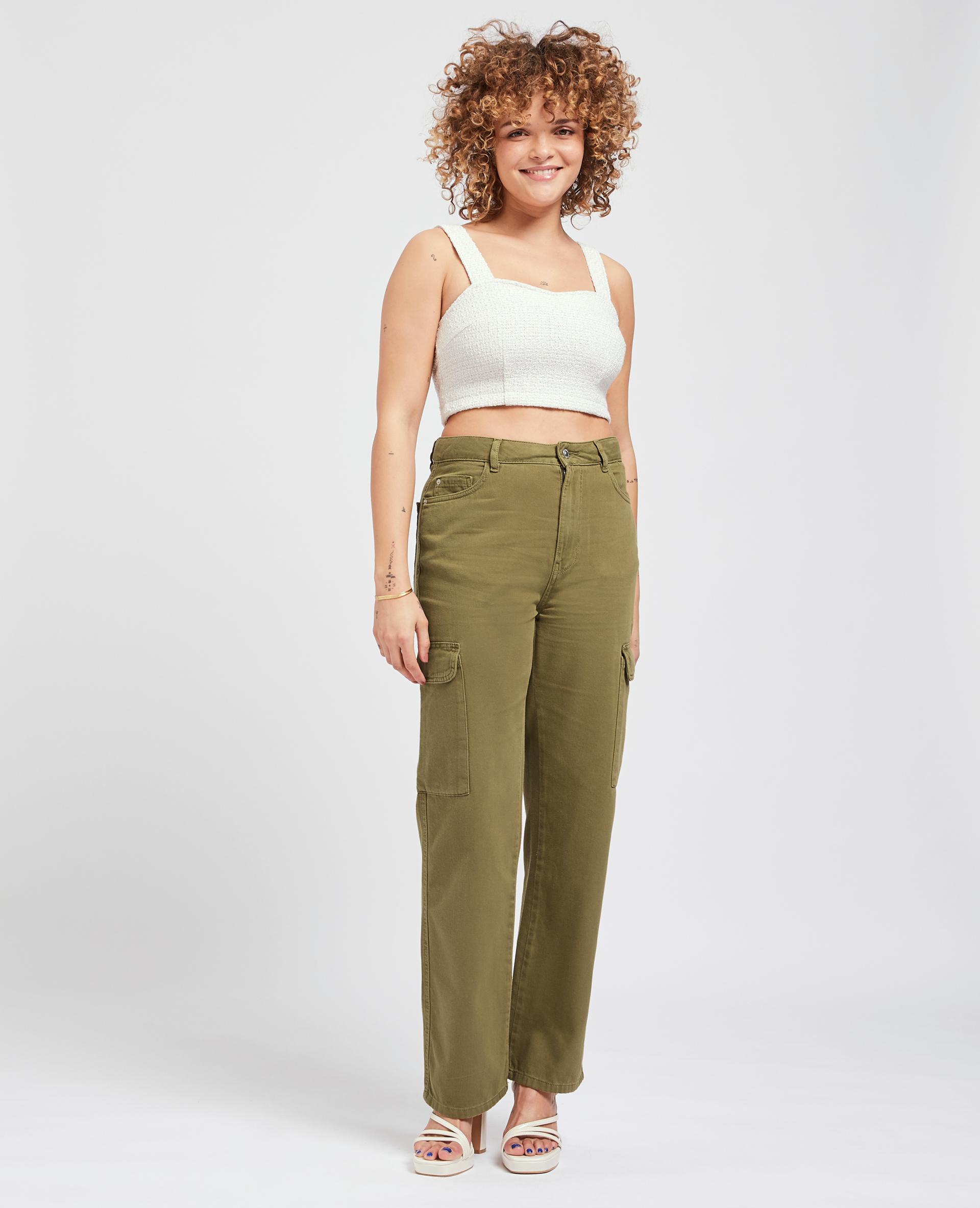 Jean cargo droit vert kaki - Pimkie