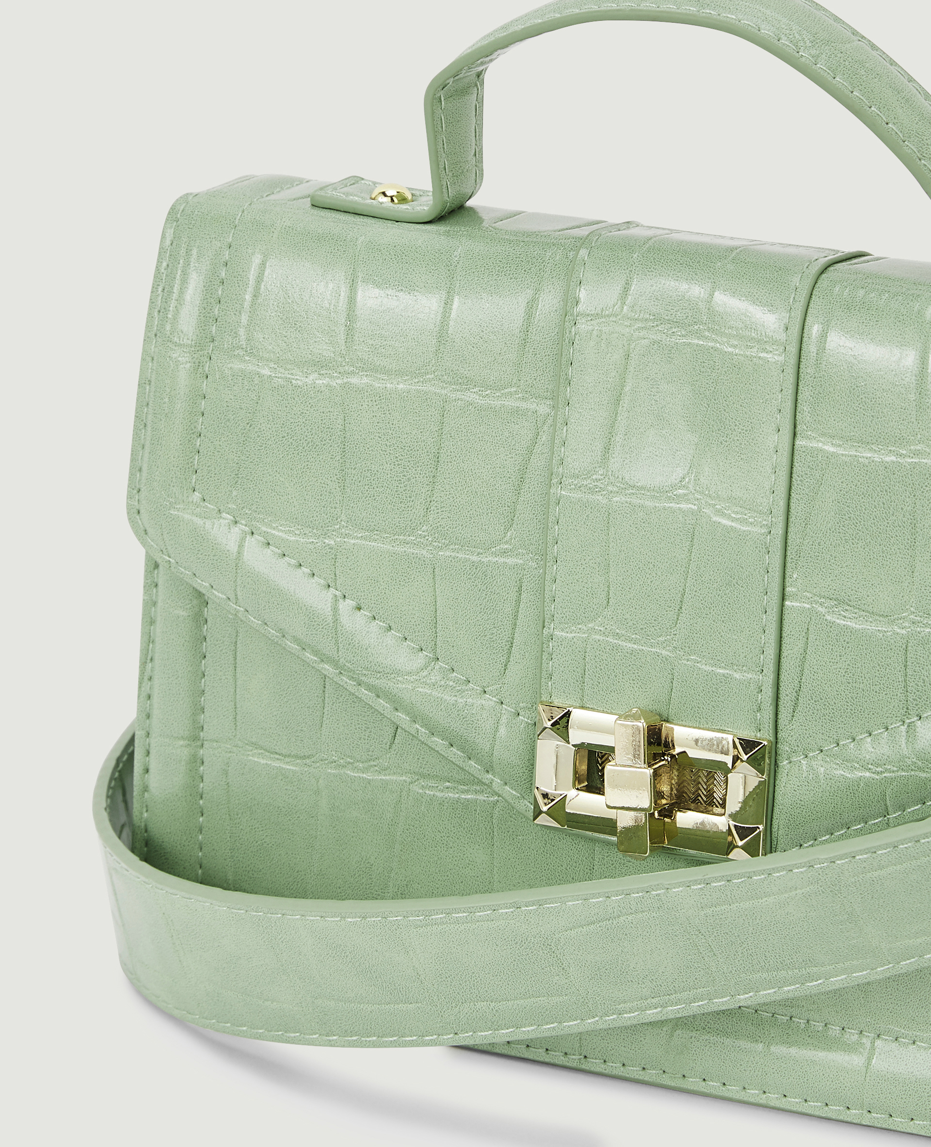 Sac boxy effet croco vert de gris - Pimkie