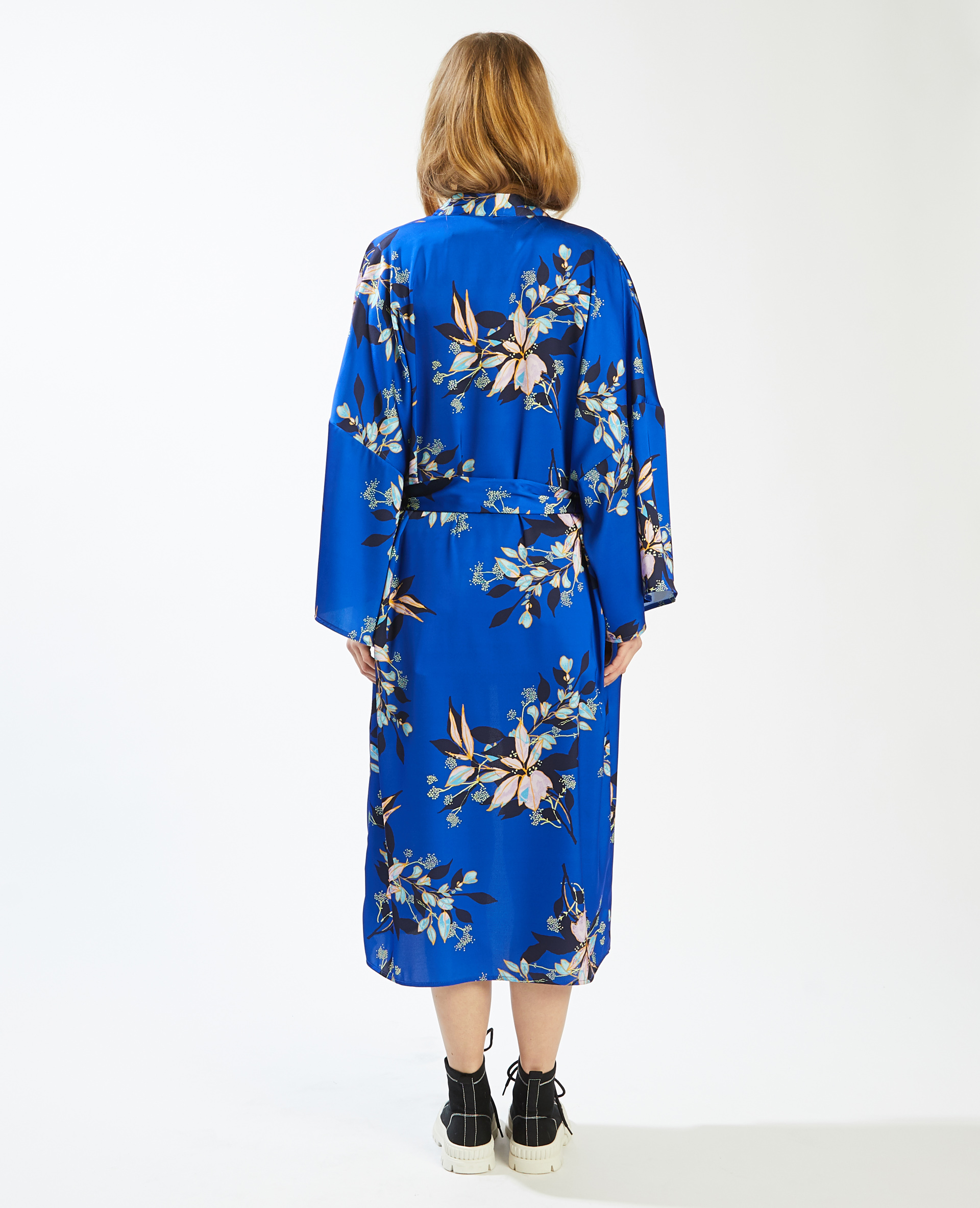 Kimono en tissu satiné bleu délavé - Pimkie