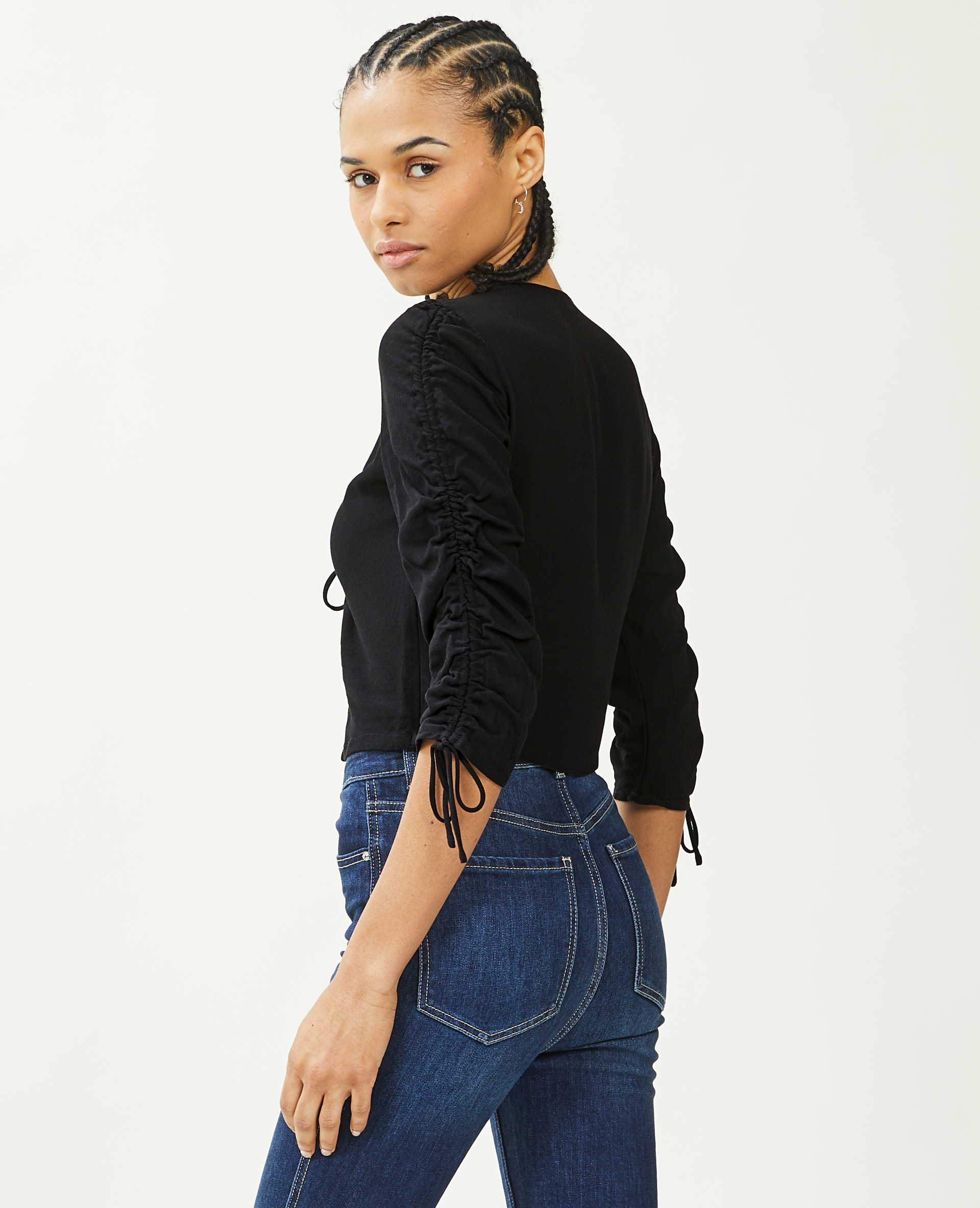 Top avec liens coulissants noir - Pimkie