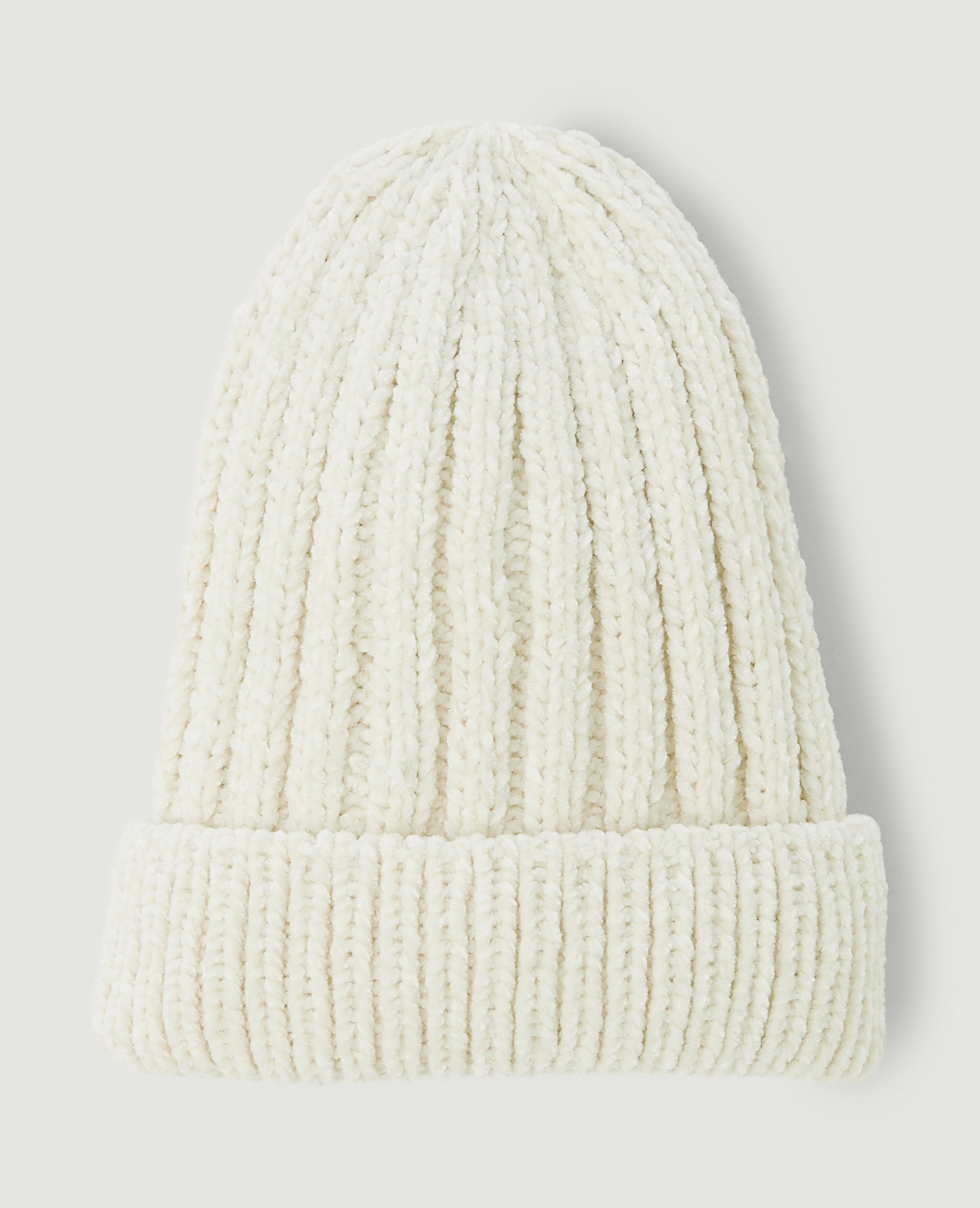 Bonnet en maille chenille blanc cassé - Pimkie