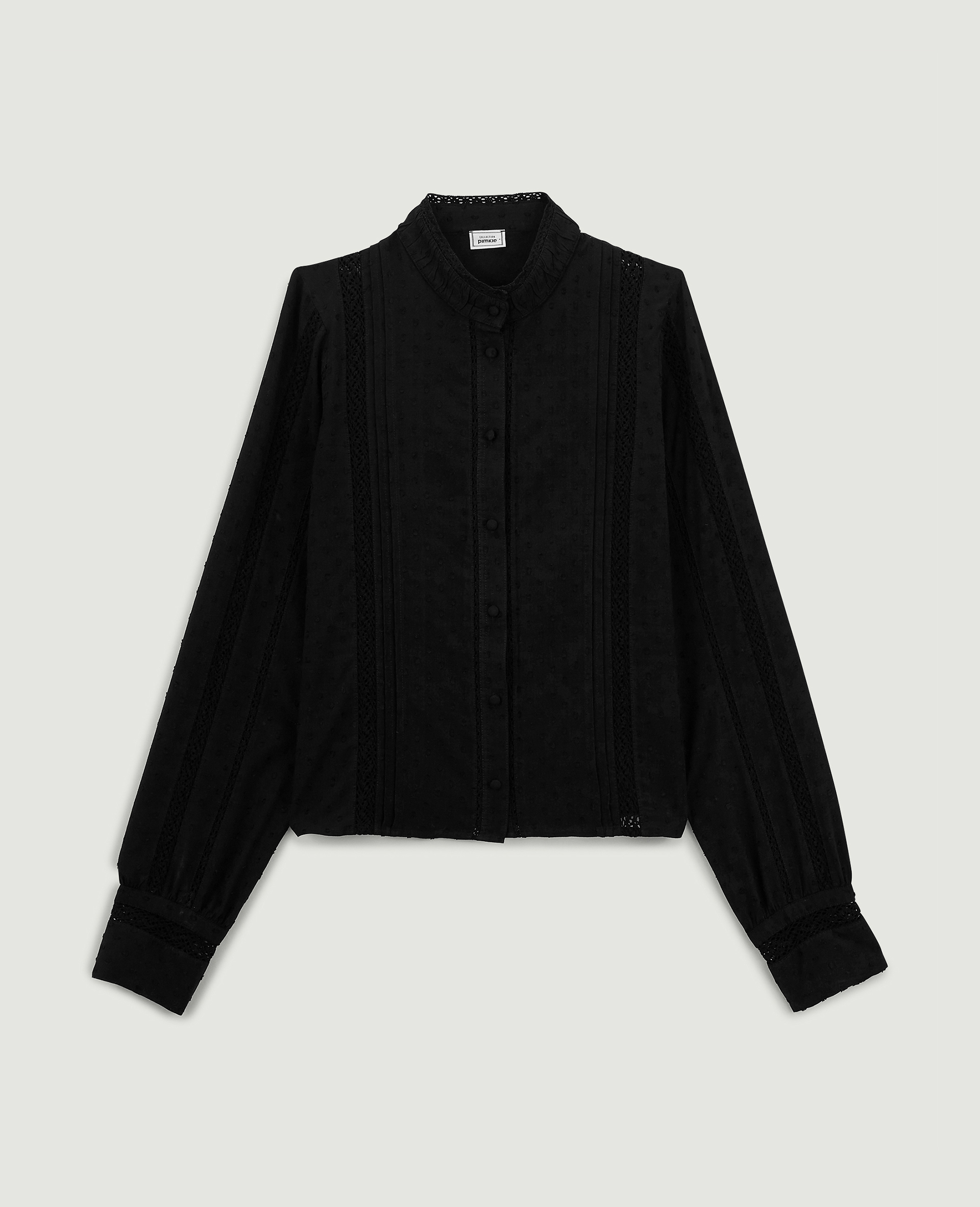 Blouse dentelle et plumetis noir - Pimkie