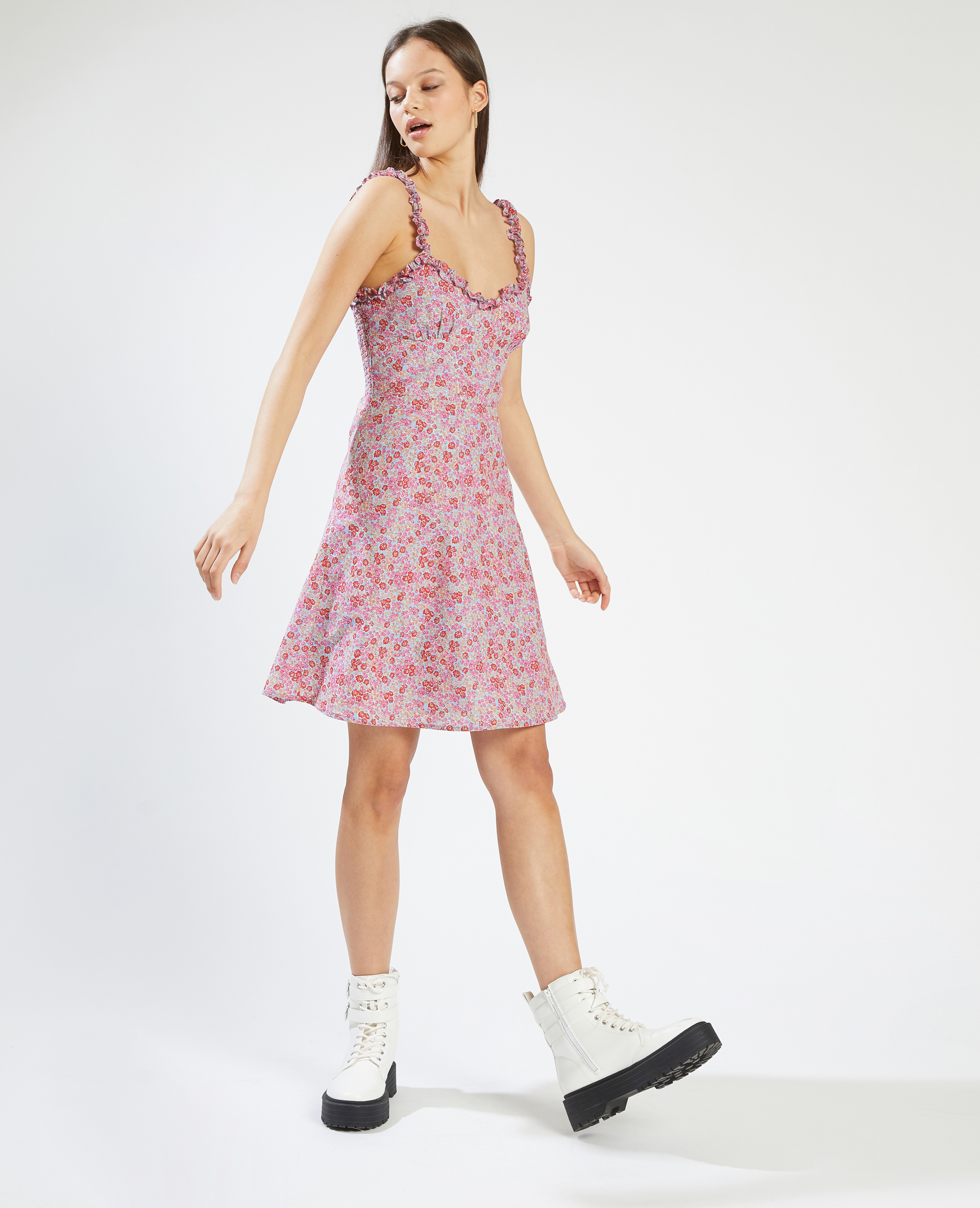 Robe courte à bretelles rouge - Pimkie