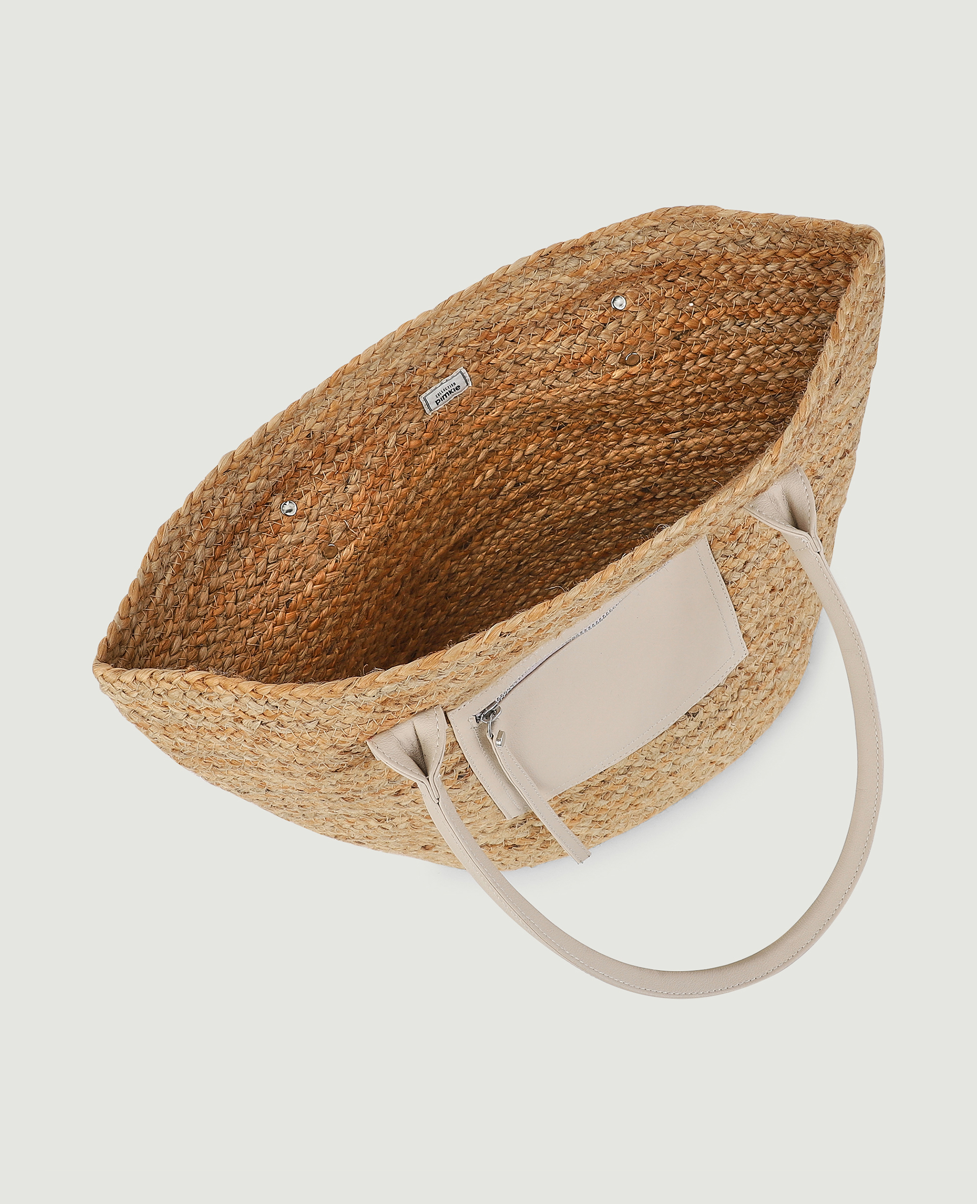 Sac cabas en paille détails simili écru - Pimkie