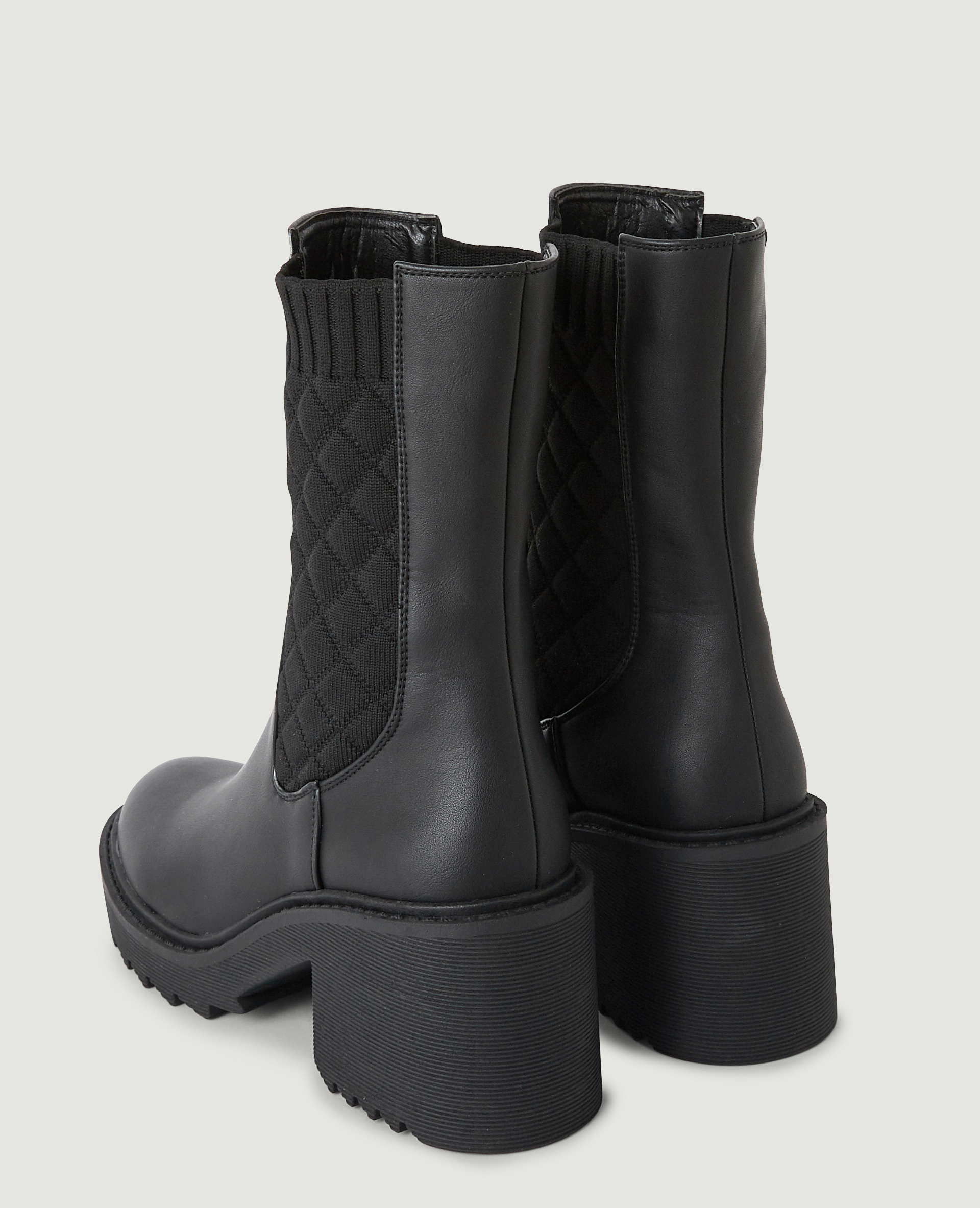 Bottines chelsea à élastiques quadrillés noir - Pimkie