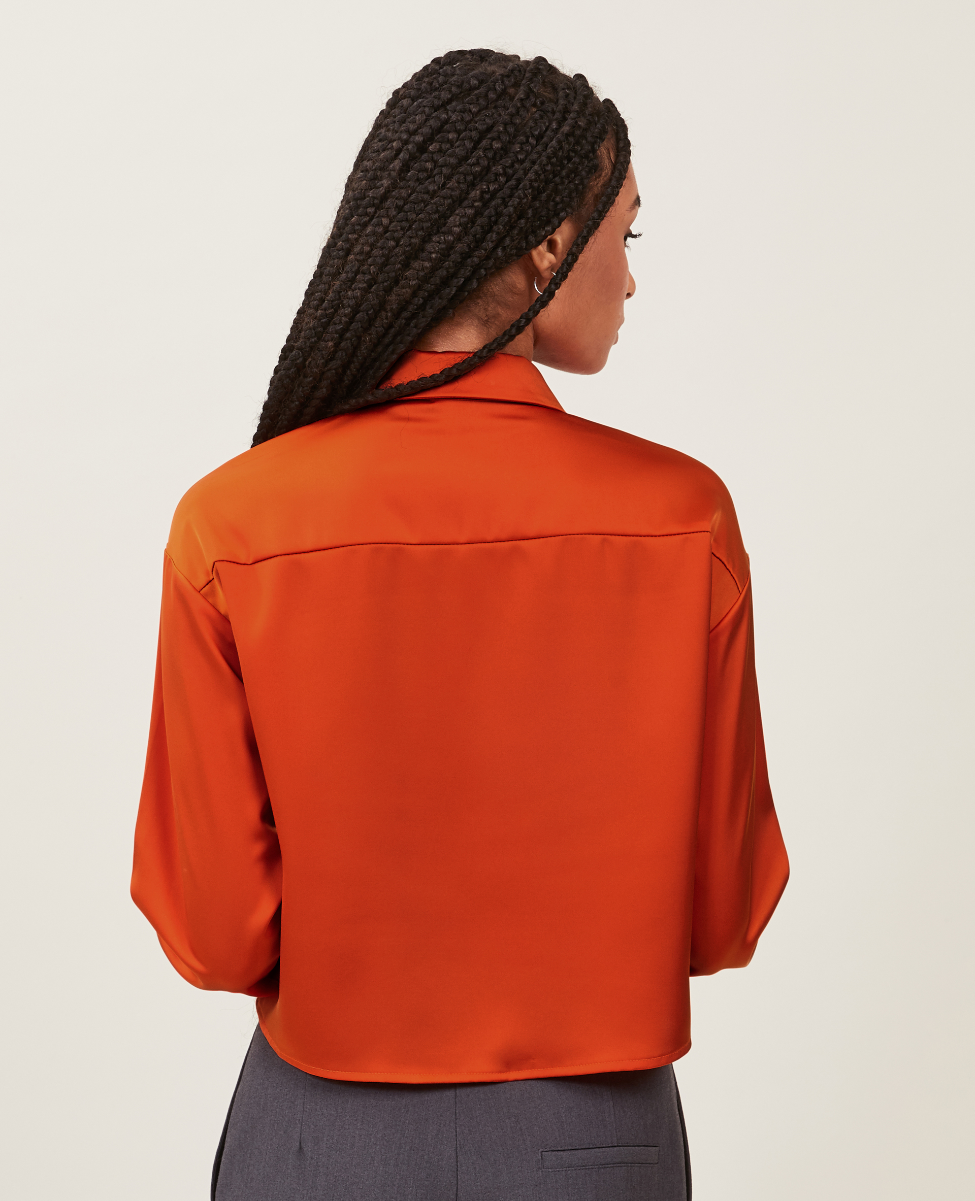 Chemise courte en tissu satiné orange - Pimkie