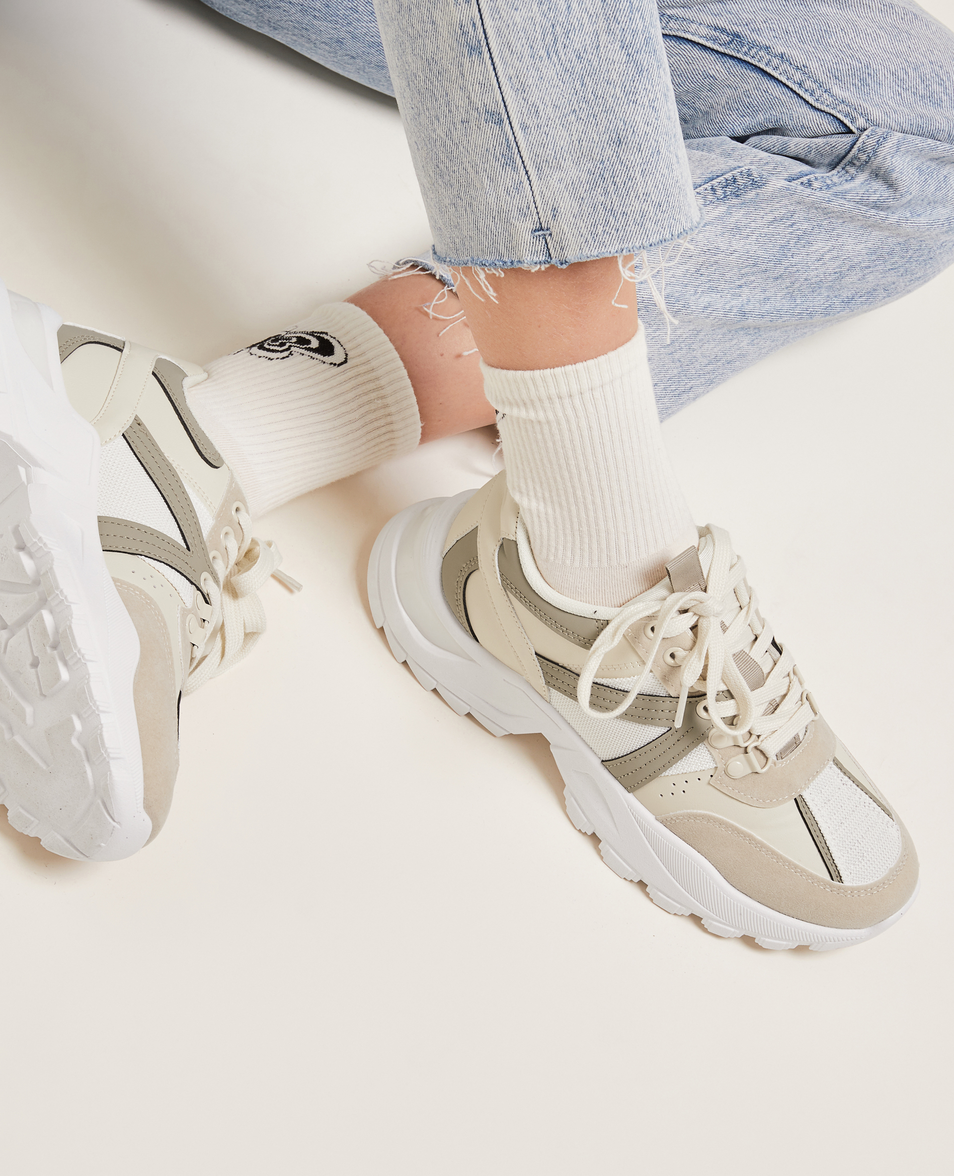 Sneakers semelles crantées blanc - Pimkie