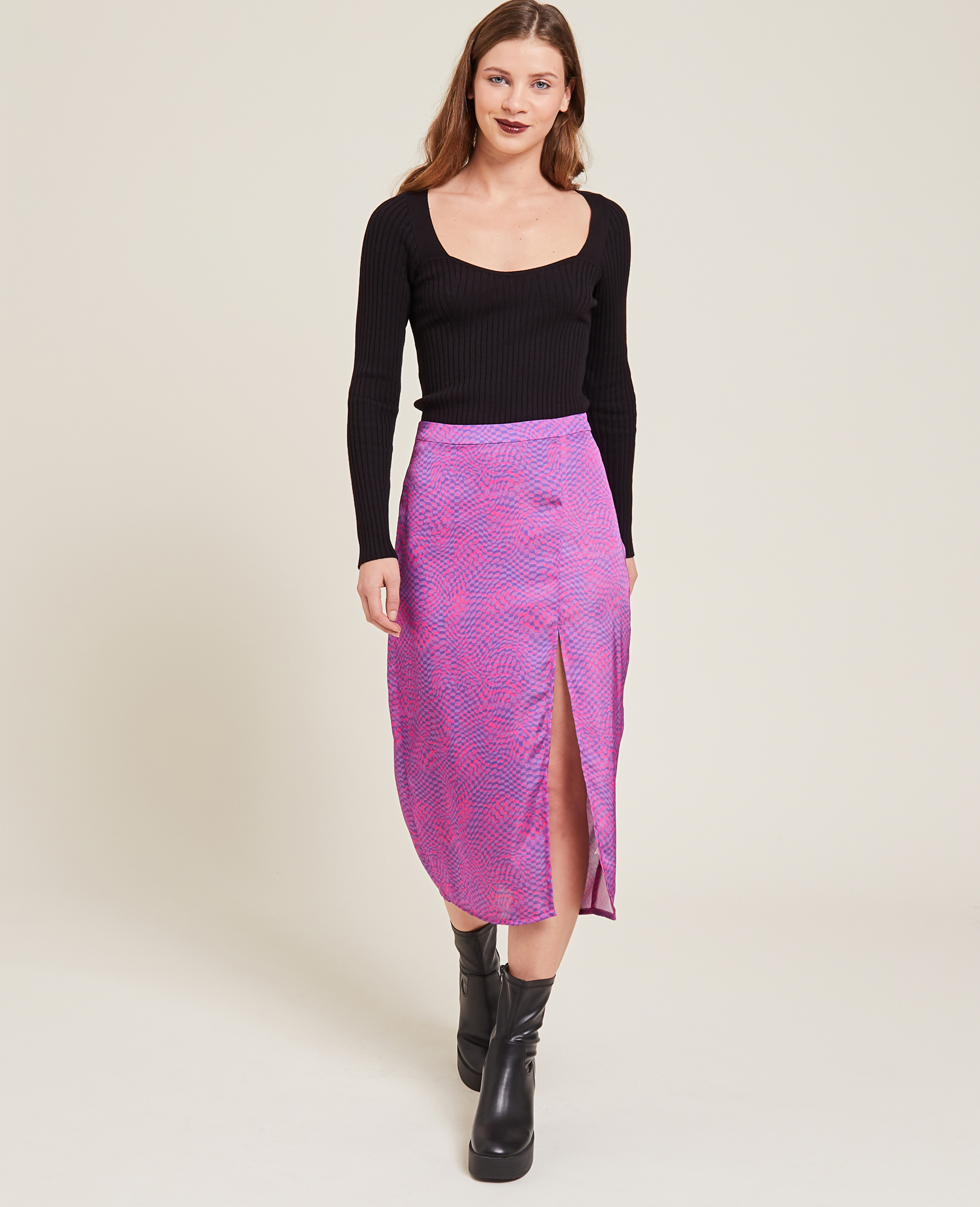 Jupe midi fendue violet - Pimkie
