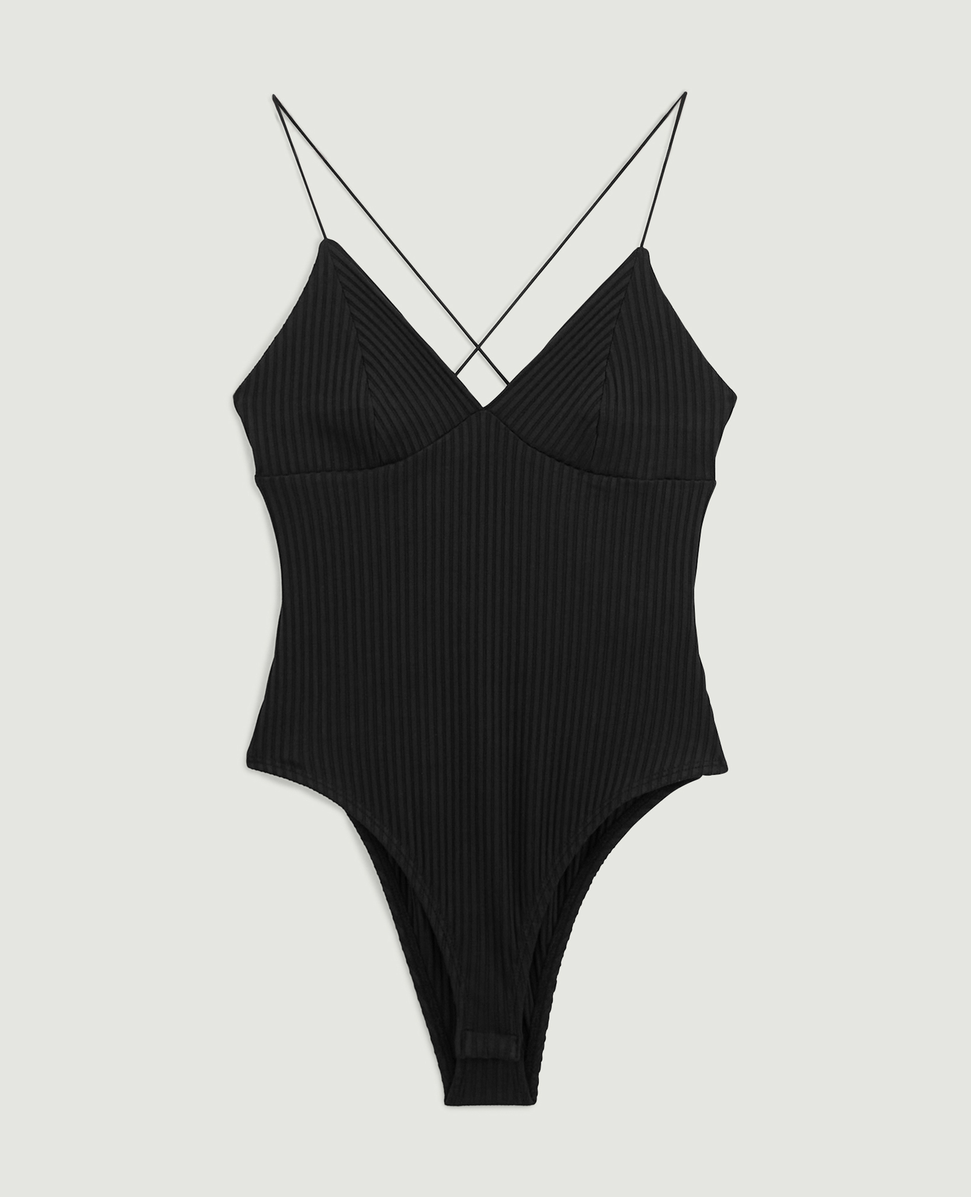 Body maille côtelée fines bretelles noir - Pimkie