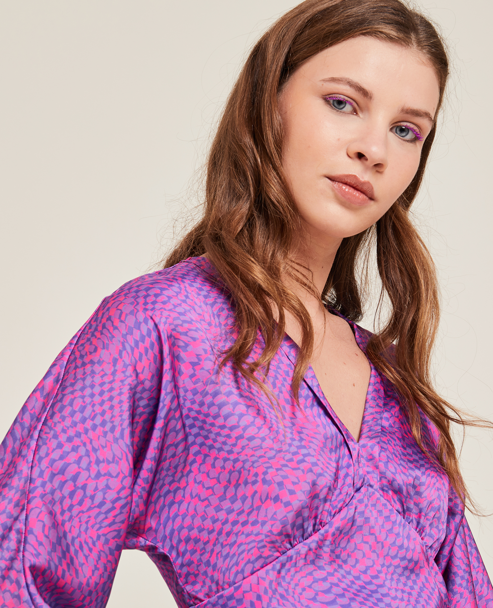 Blouse courte col V violet - Pimkie