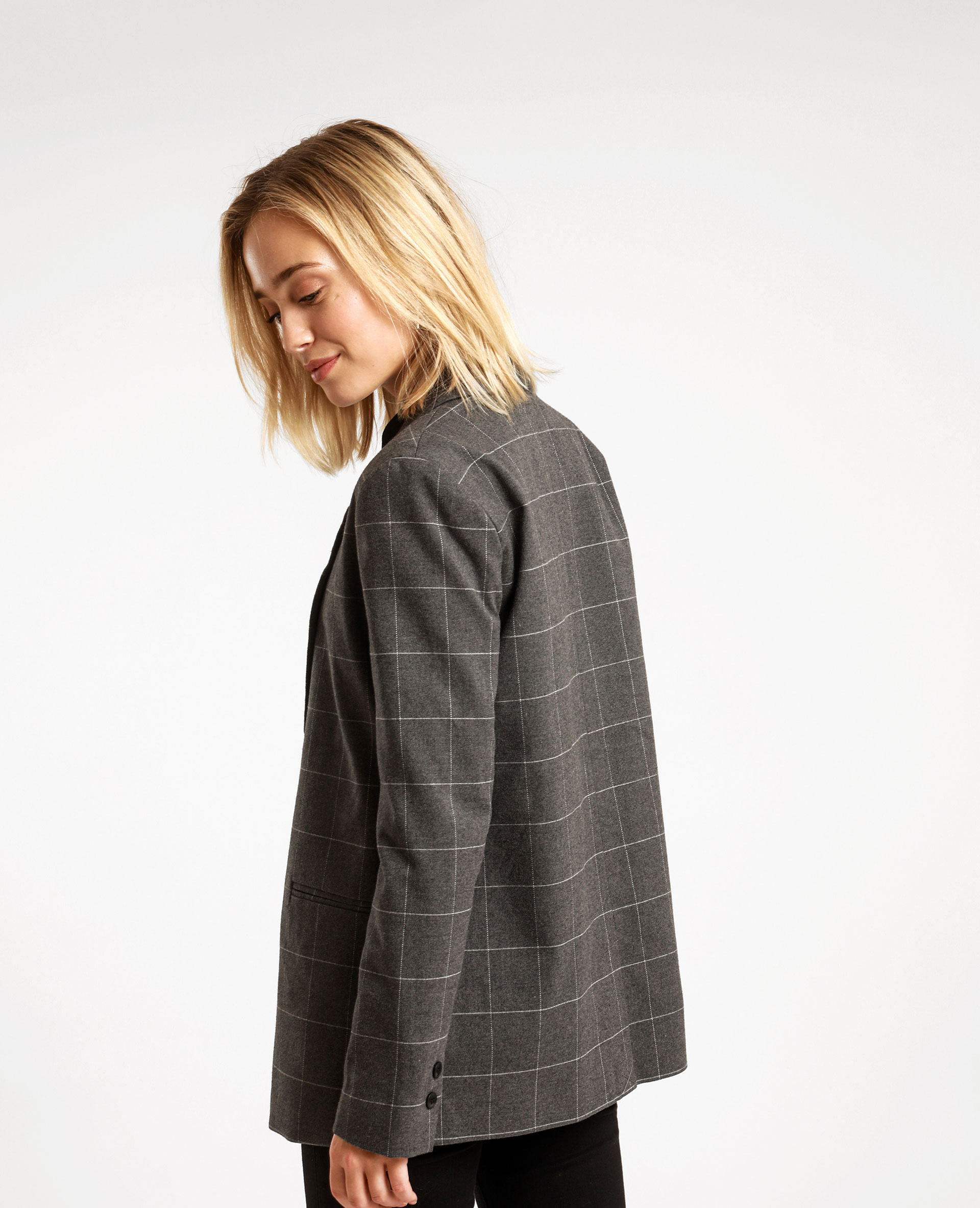 Blazer à carreaux gris - Pimkie