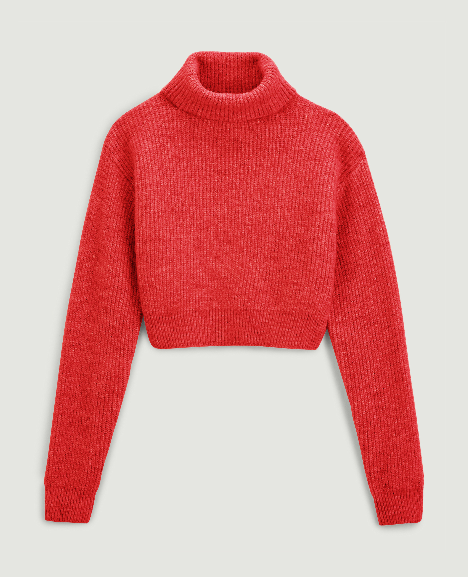 Pull cropped col roulé rouge - Pimkie