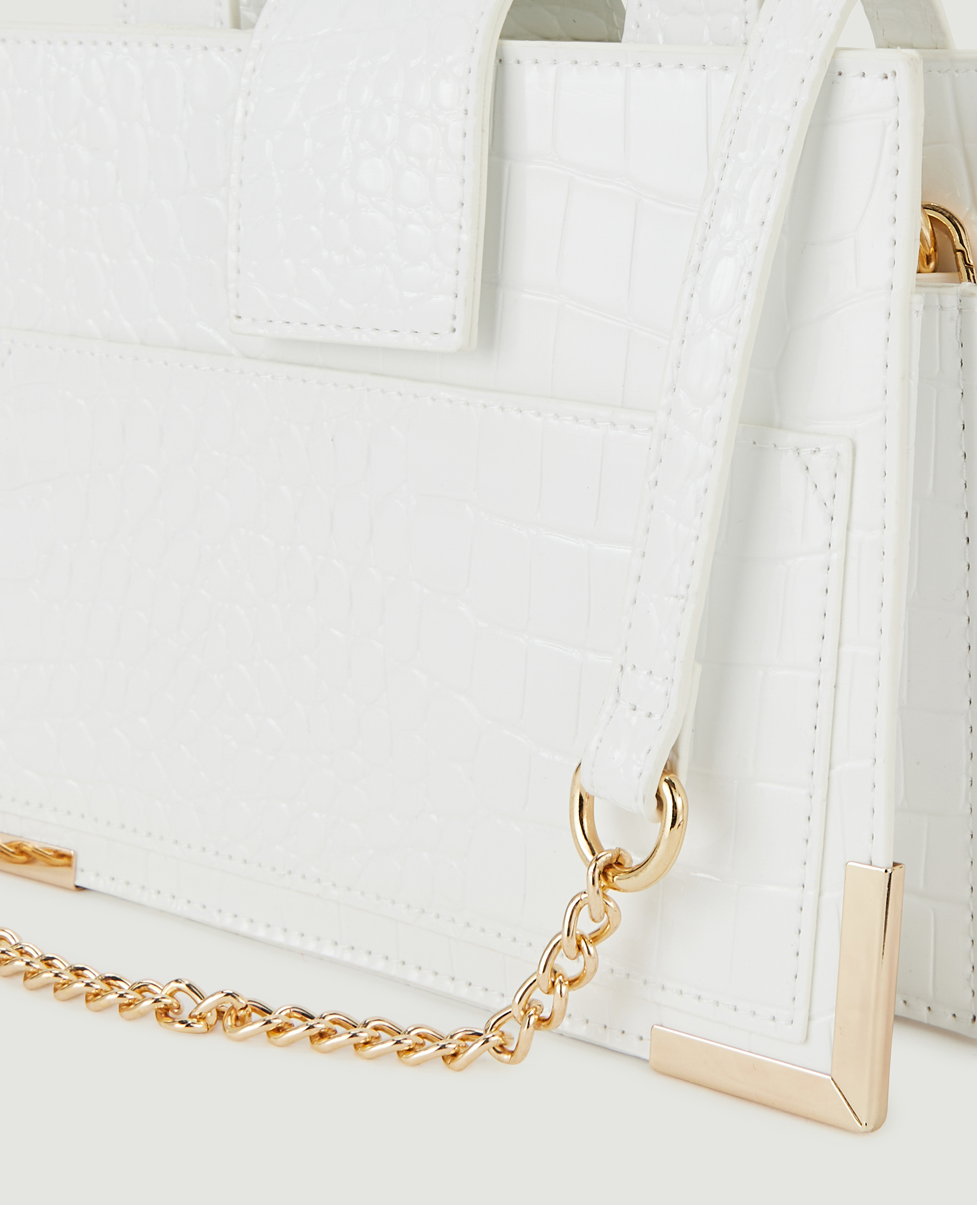 Sac boxy effet croco verni blanc - Pimkie