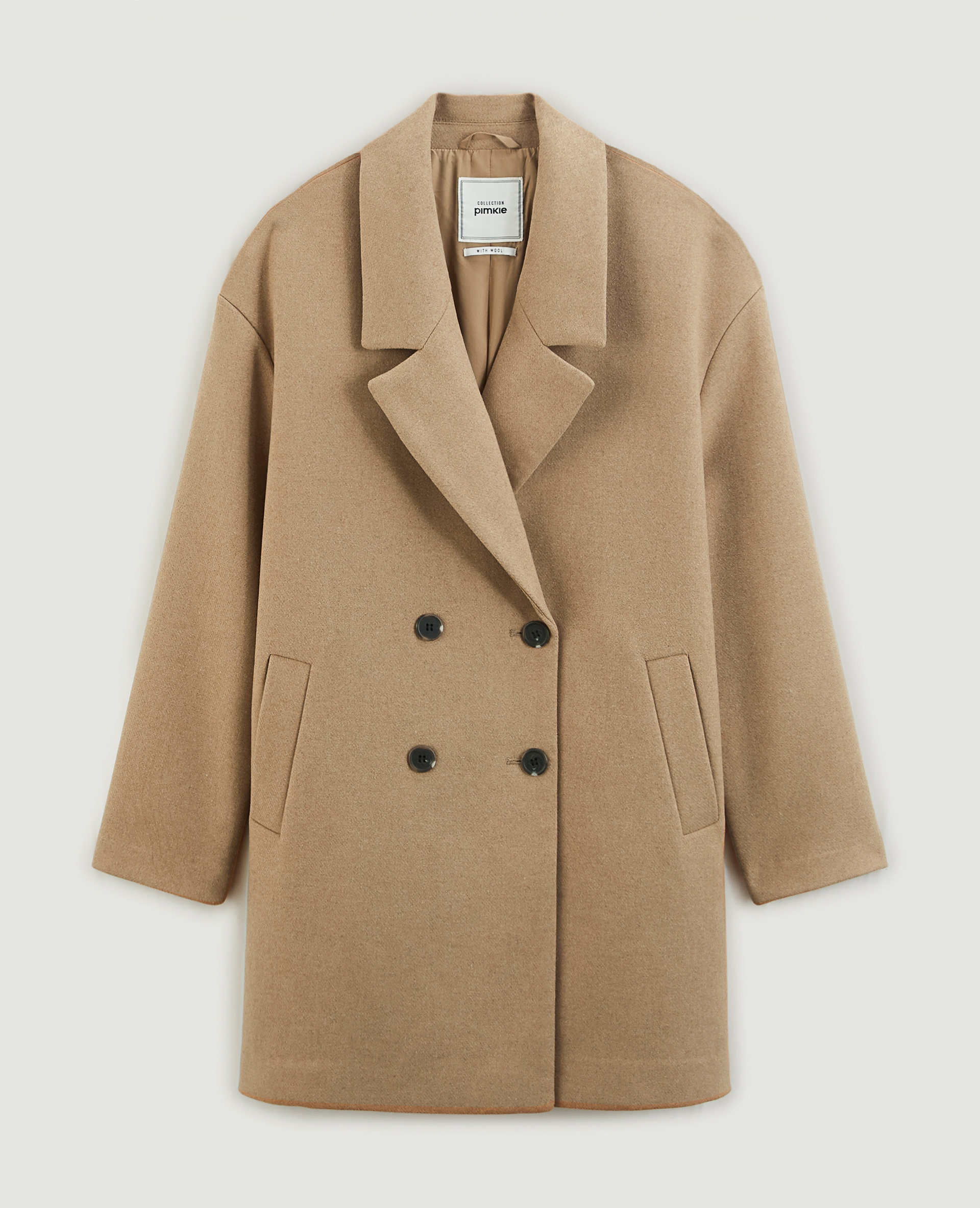 Caban oversize en drap de laine camel - Pimkie