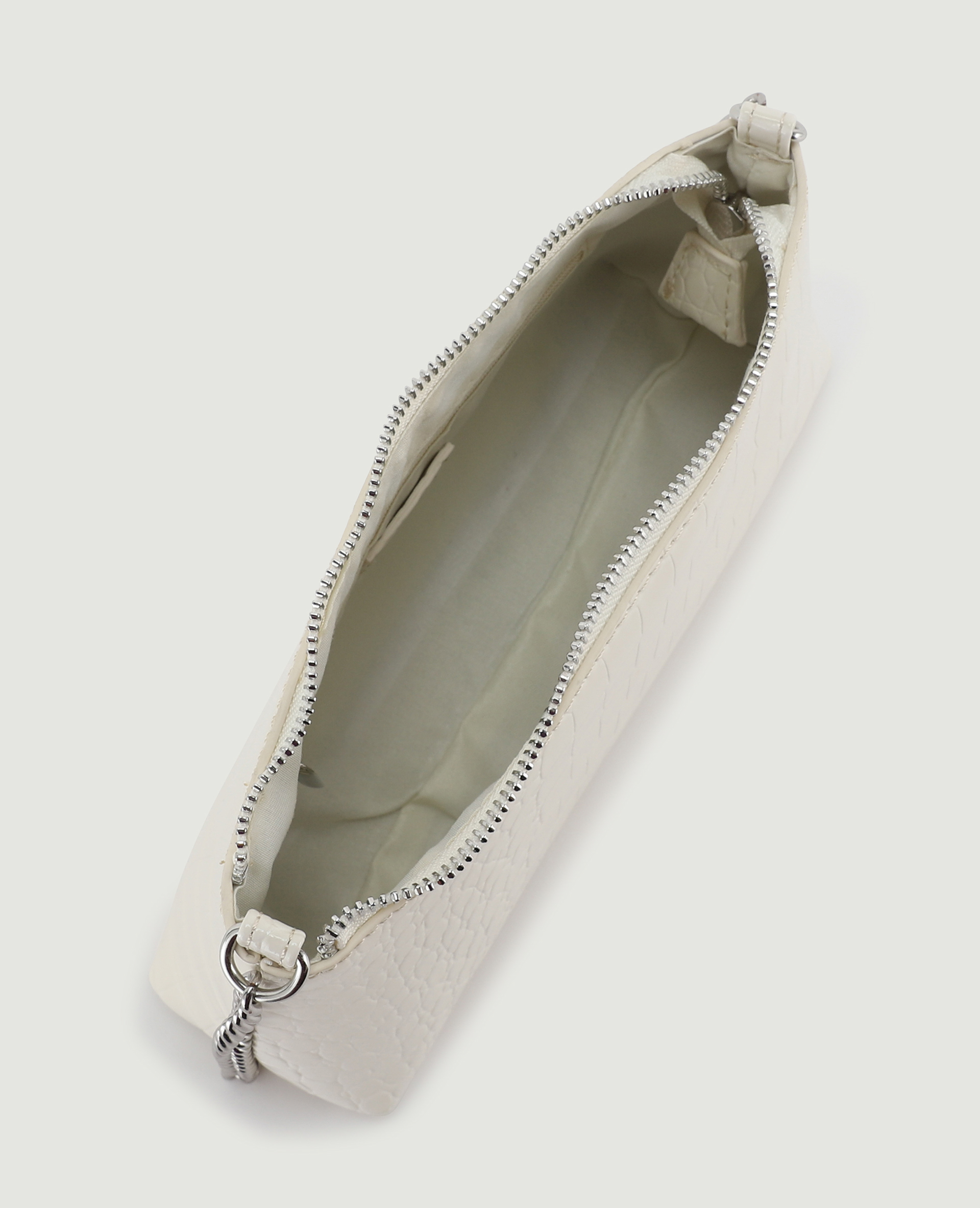 Sac pochette effet croco verni blanc - Pimkie