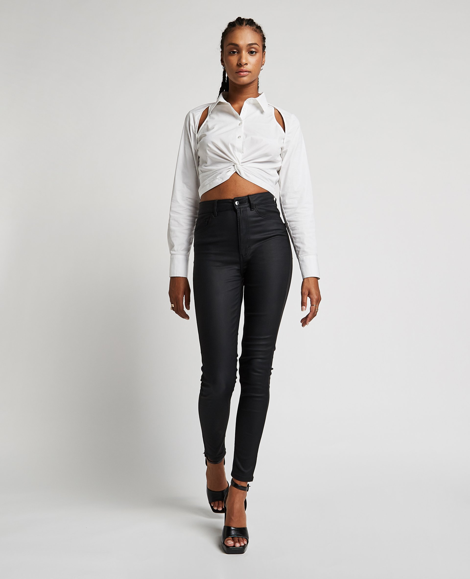Jean slim discount noir enduit