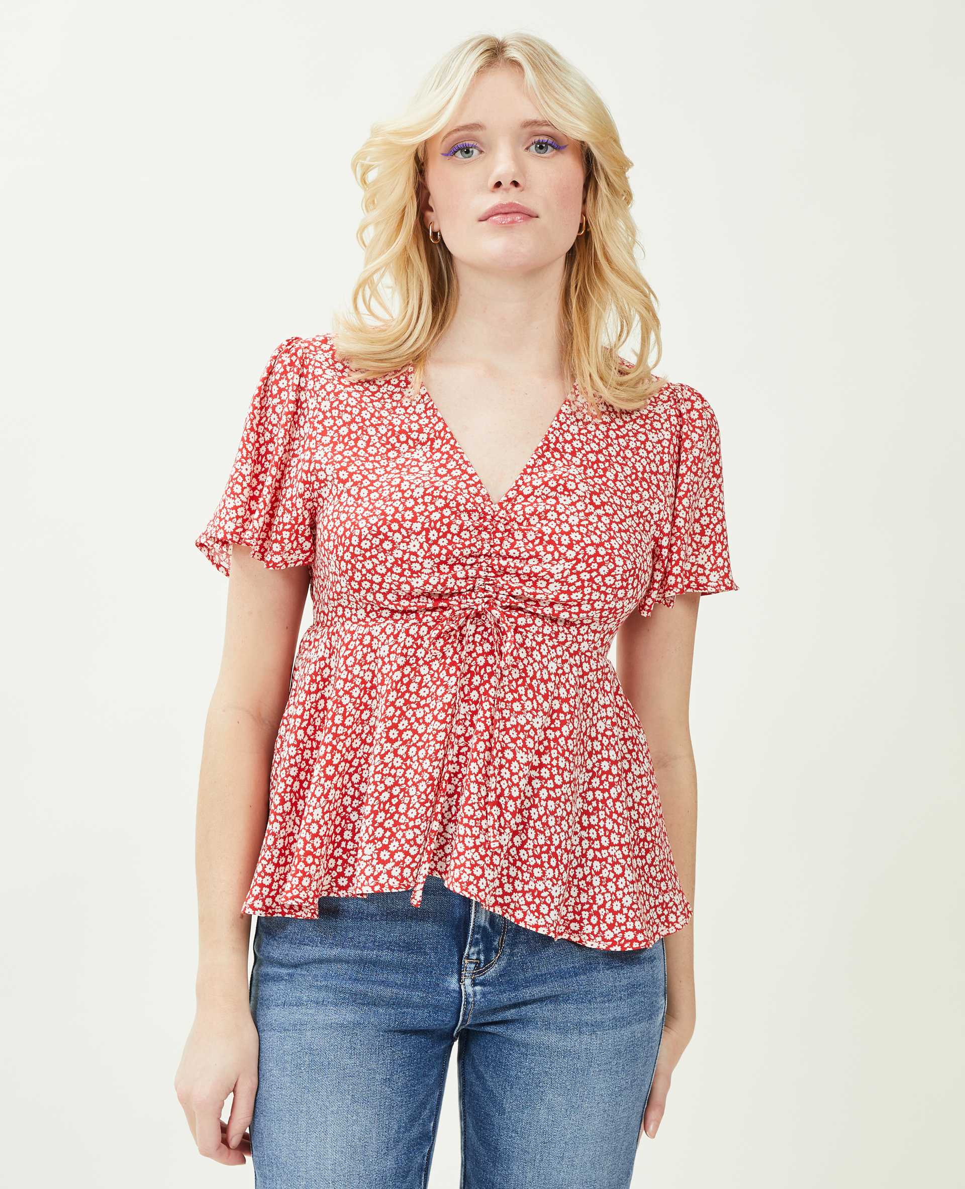 Top en tissu fluide rouge - Pimkie