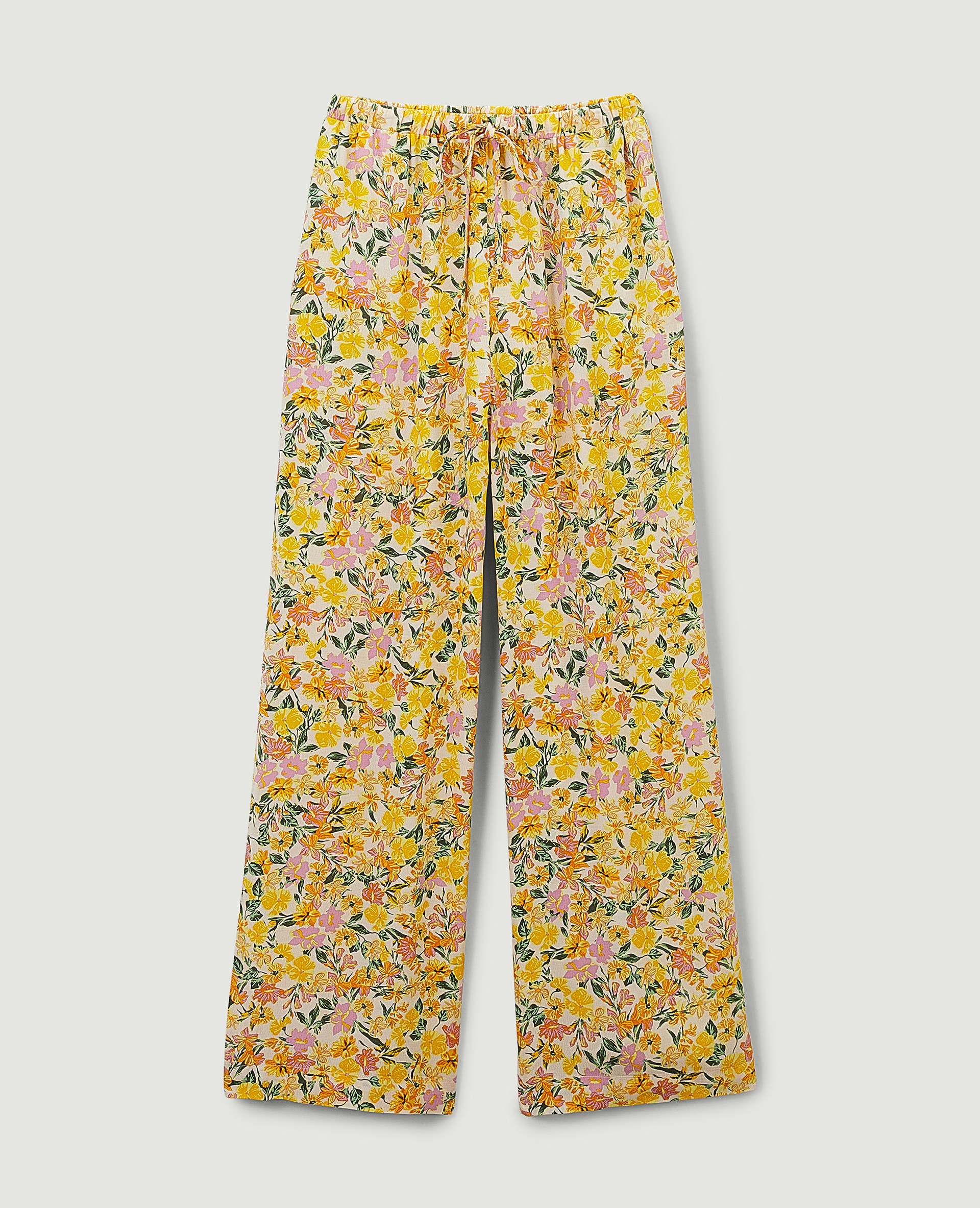 Pantalon fluide à motif fleurs orange - Pimkie