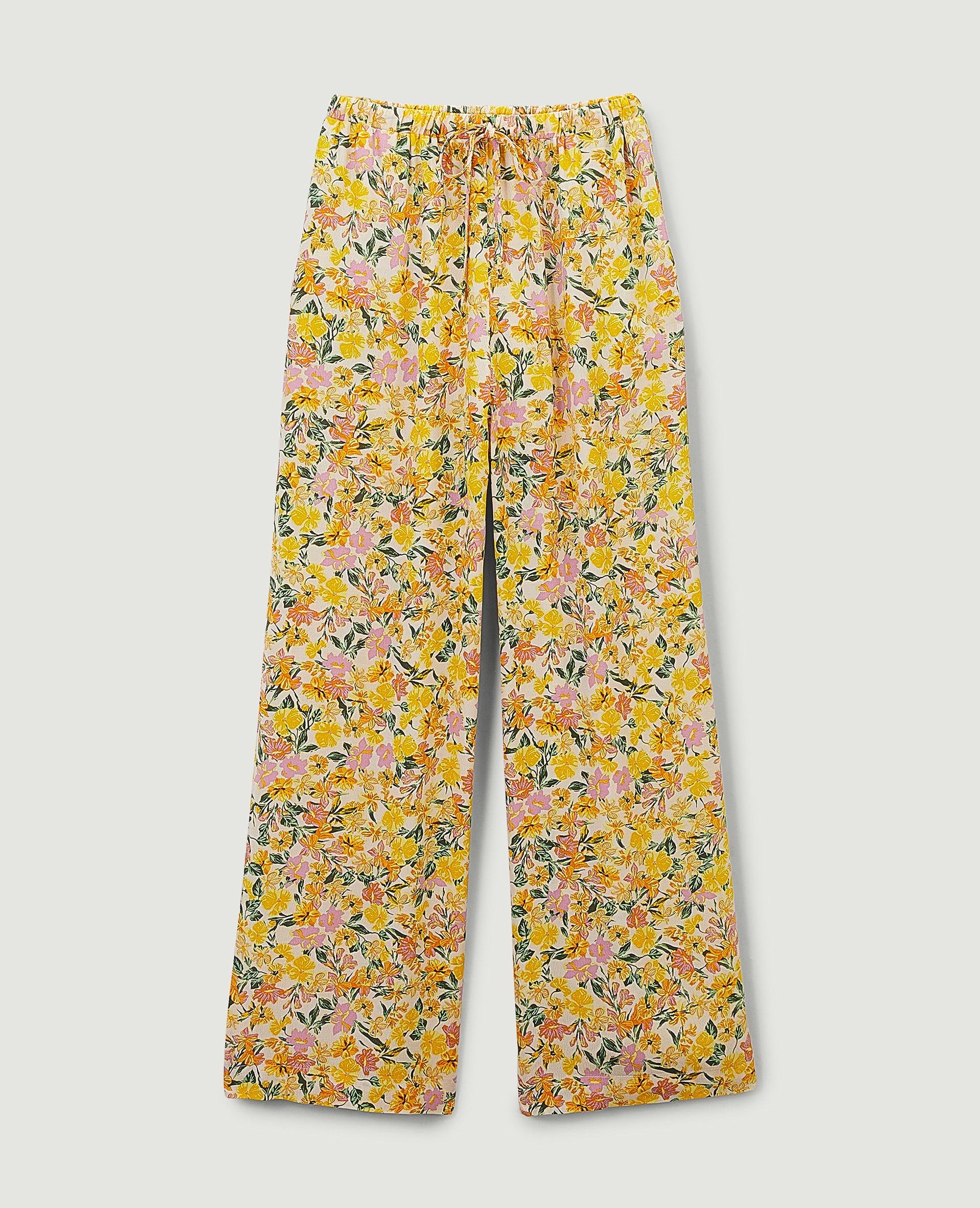 Pantalon fluide à motif fleurs jaune - Pimkie