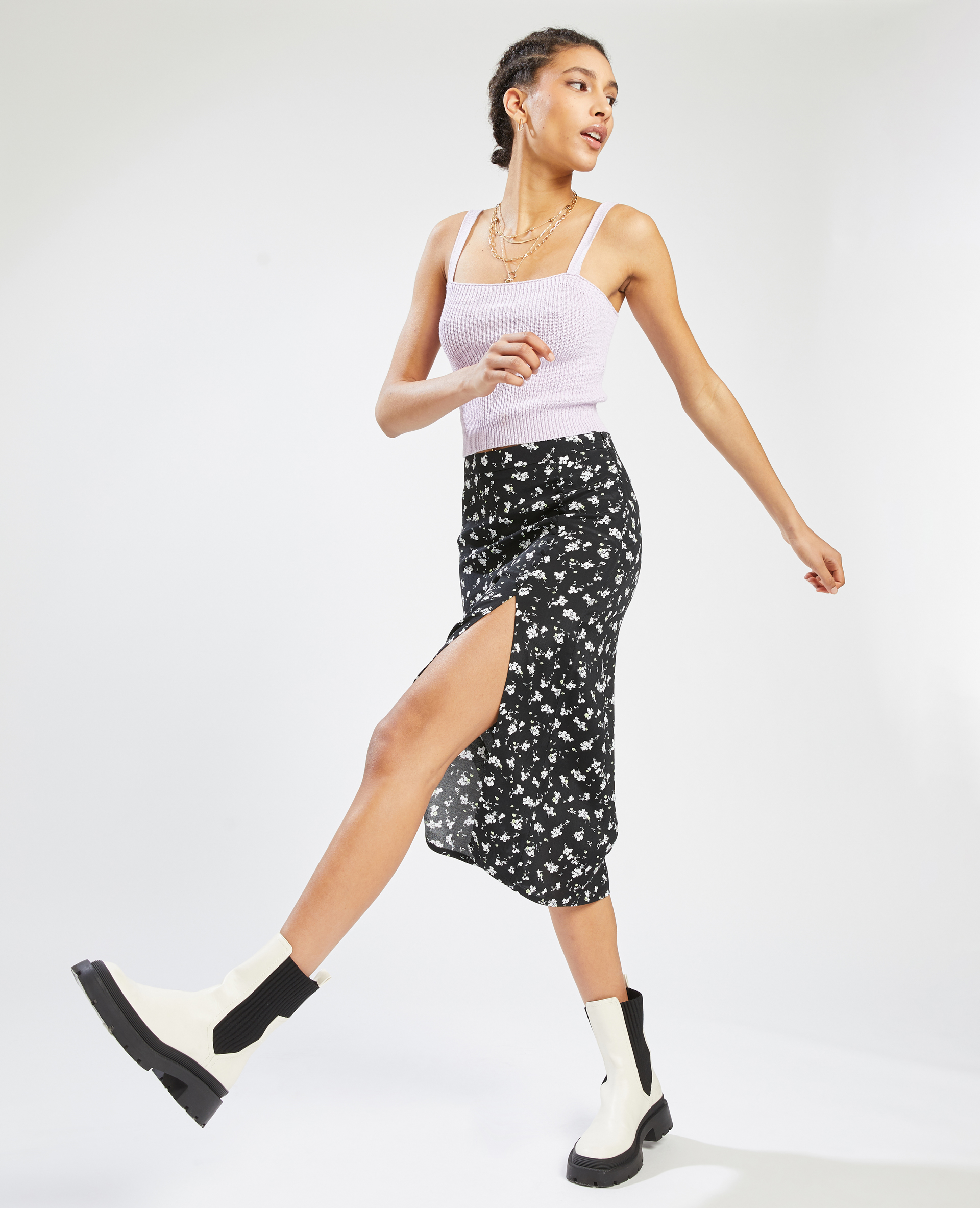 Jupe midi a fleurs Pimkie