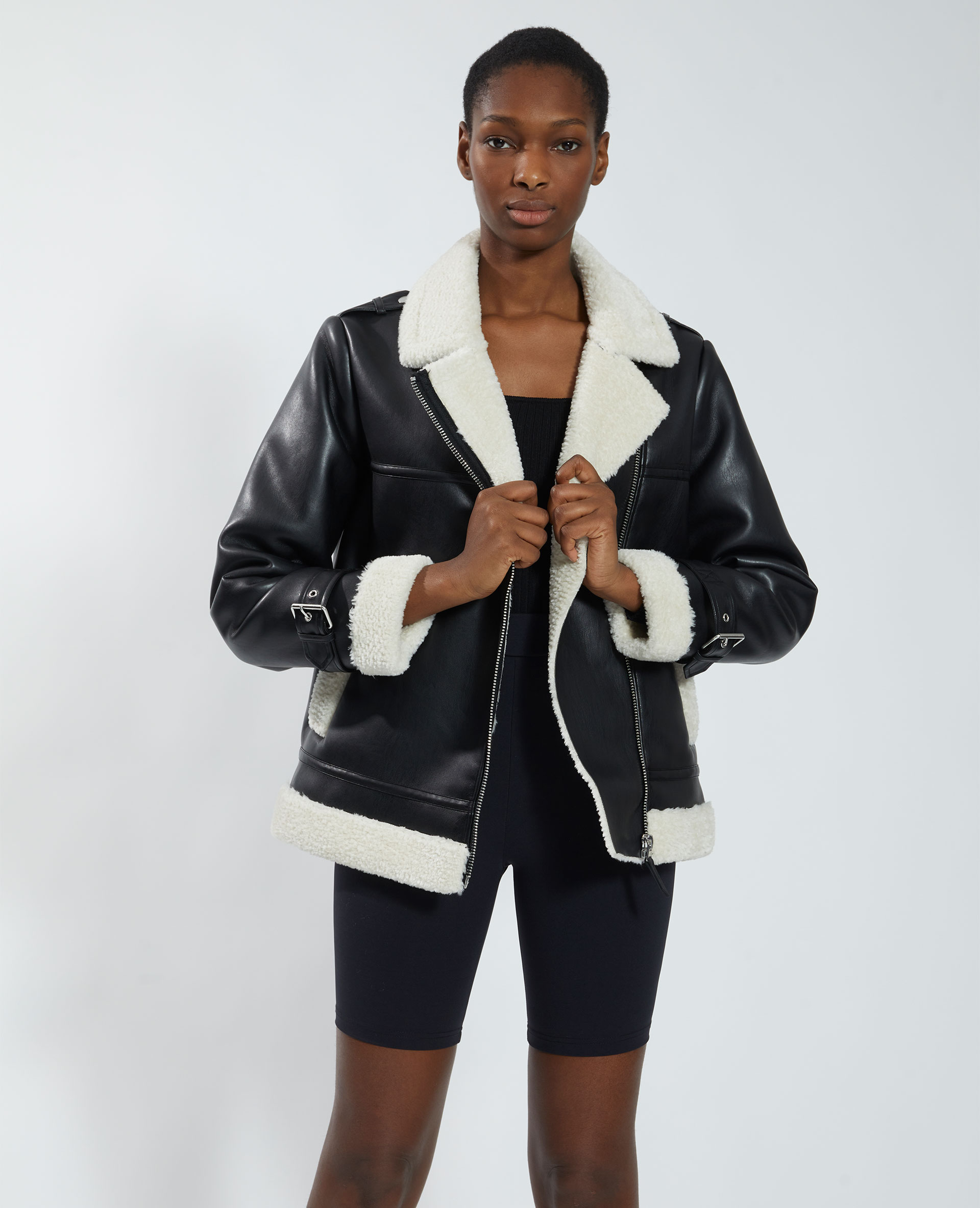 Blouson en simili cuir fourr Pimkie