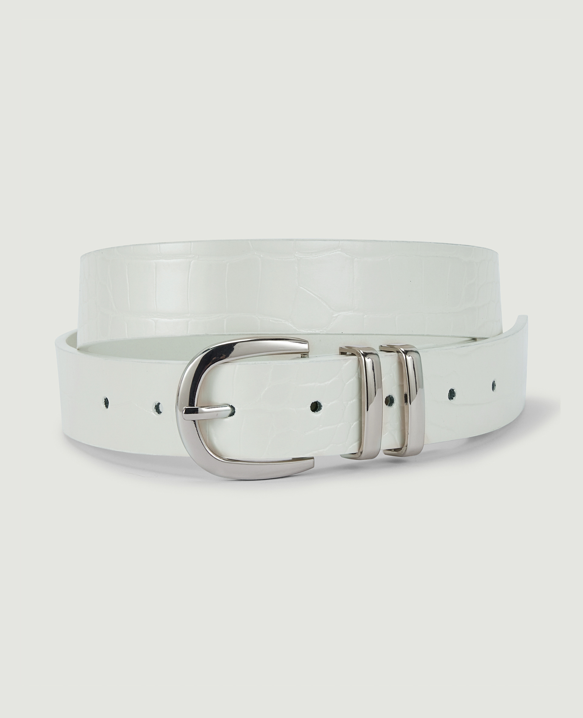 Ceinture effet croco blanc - Pimkie