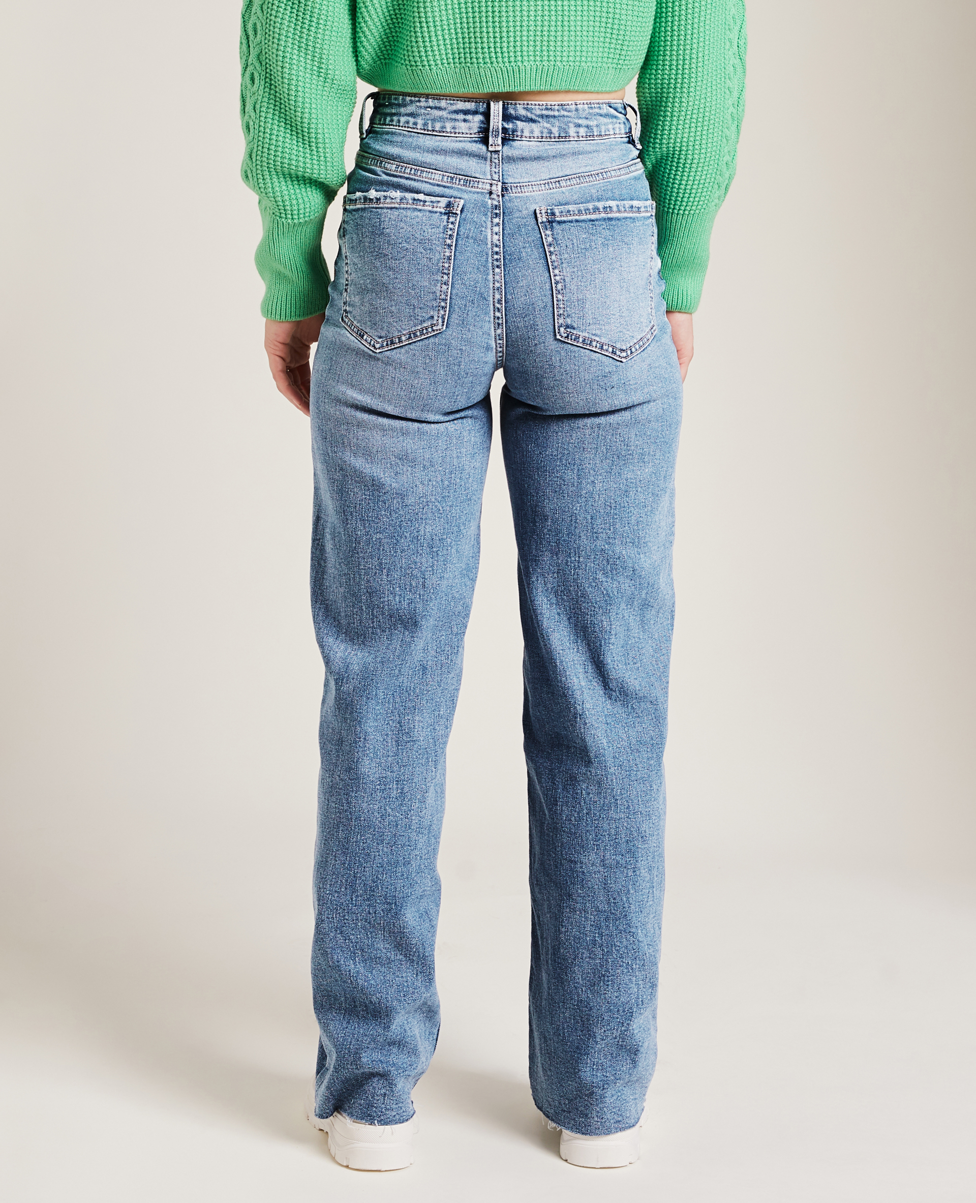 Jean wide leg bas coupés bleu - Pimkie