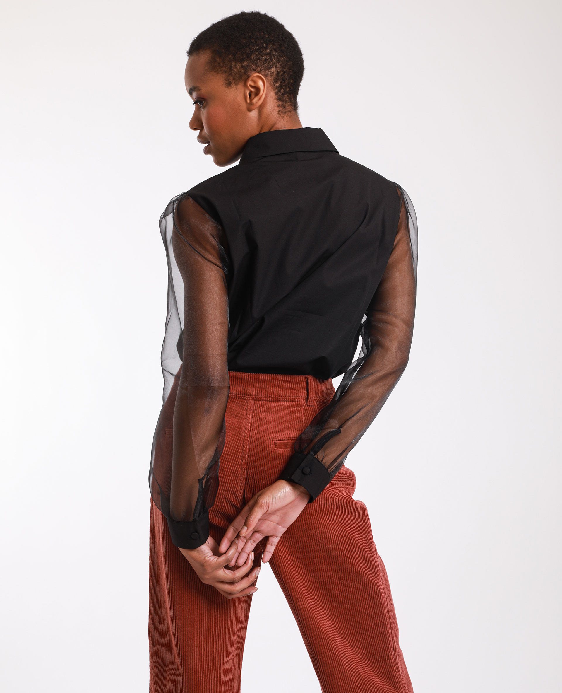 Chemise bi-matière noir - Pimkie