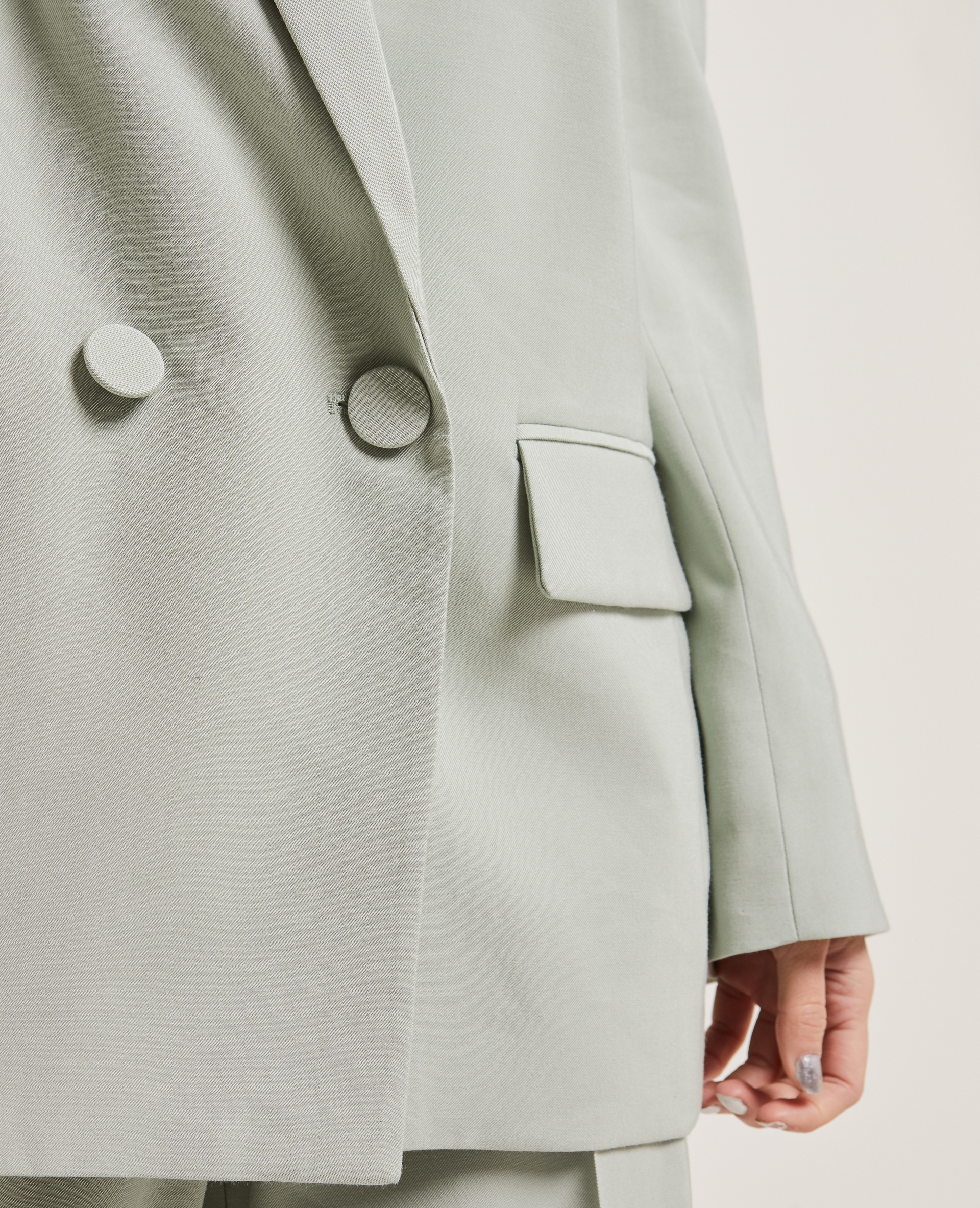 Veste blazer oversize en toile fluide vert - Pimkie