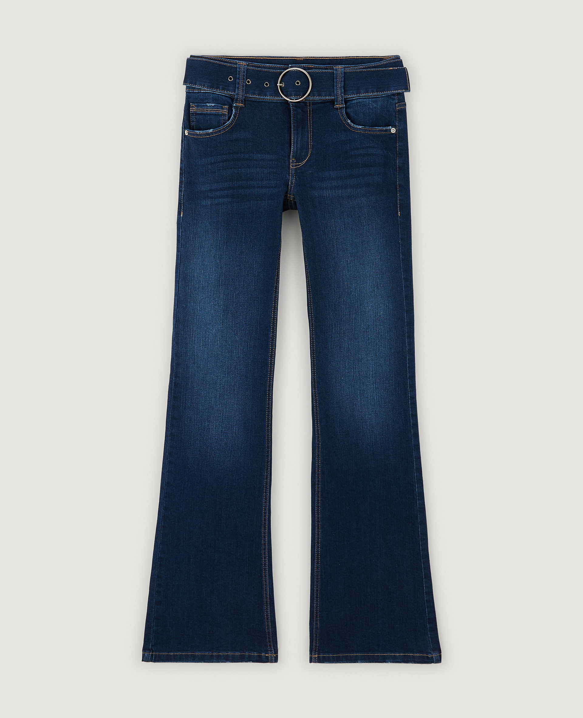 Jean flare taille basse avec ceinture bleu marine - Pimkie