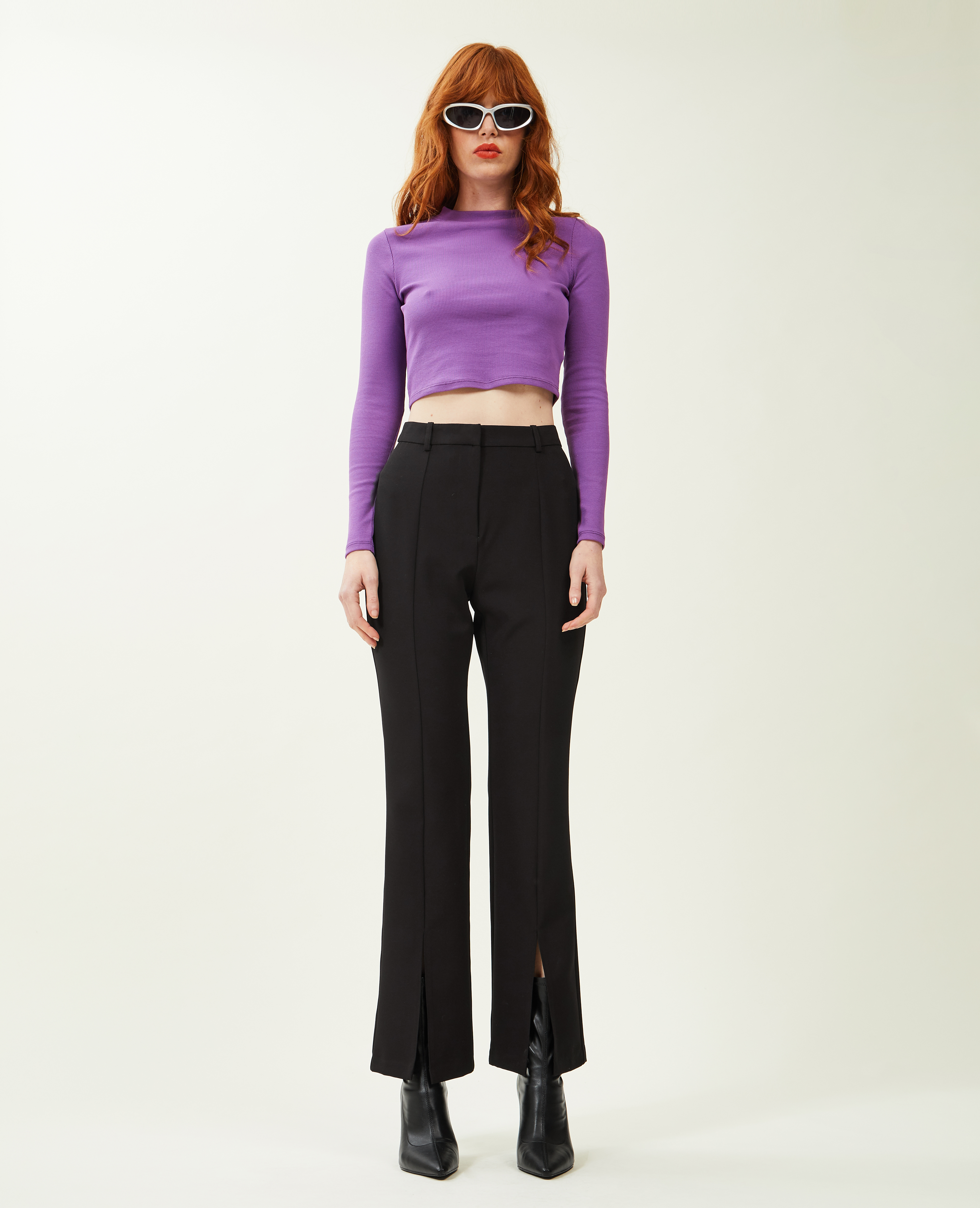 Pantalon droit avec fente noir - Pimkie