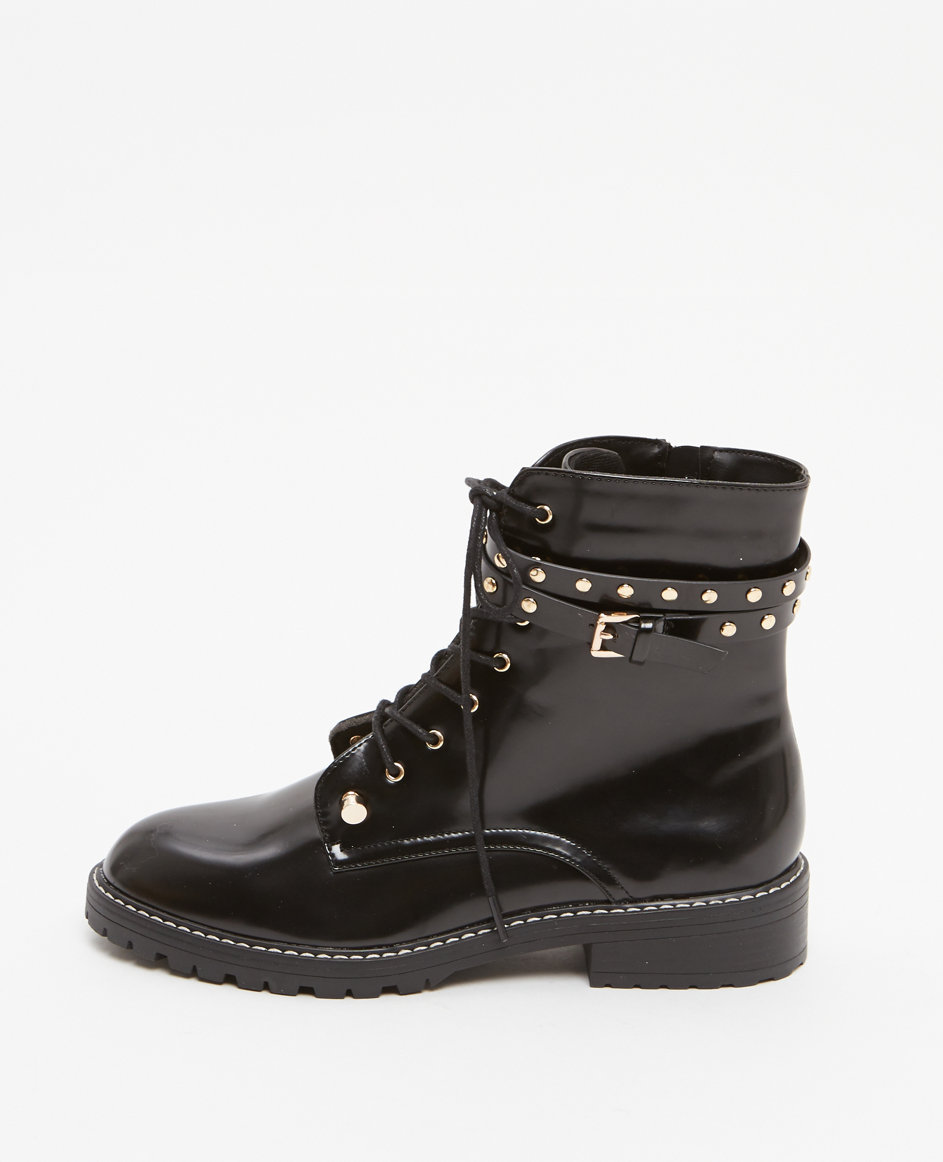 Boots rangers à brides noir - Pimkie