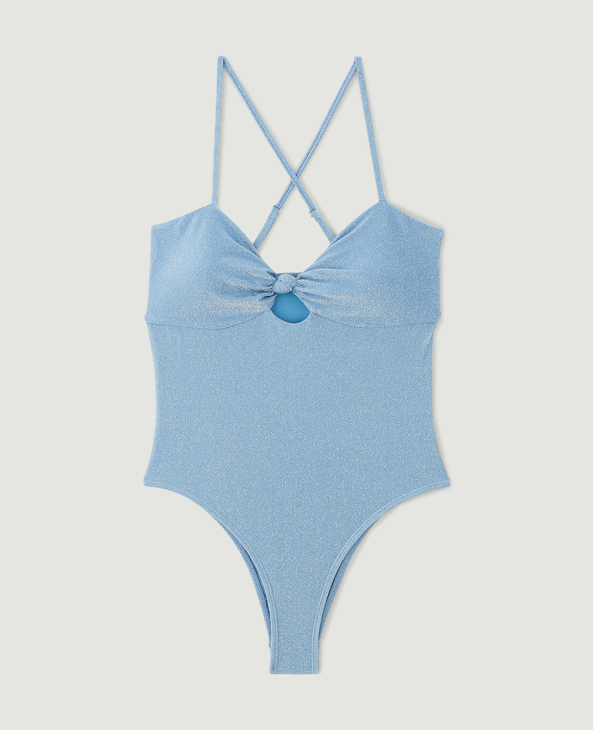 Maillot de bain 1 pièce avec lurex bleu clair - Pimkie