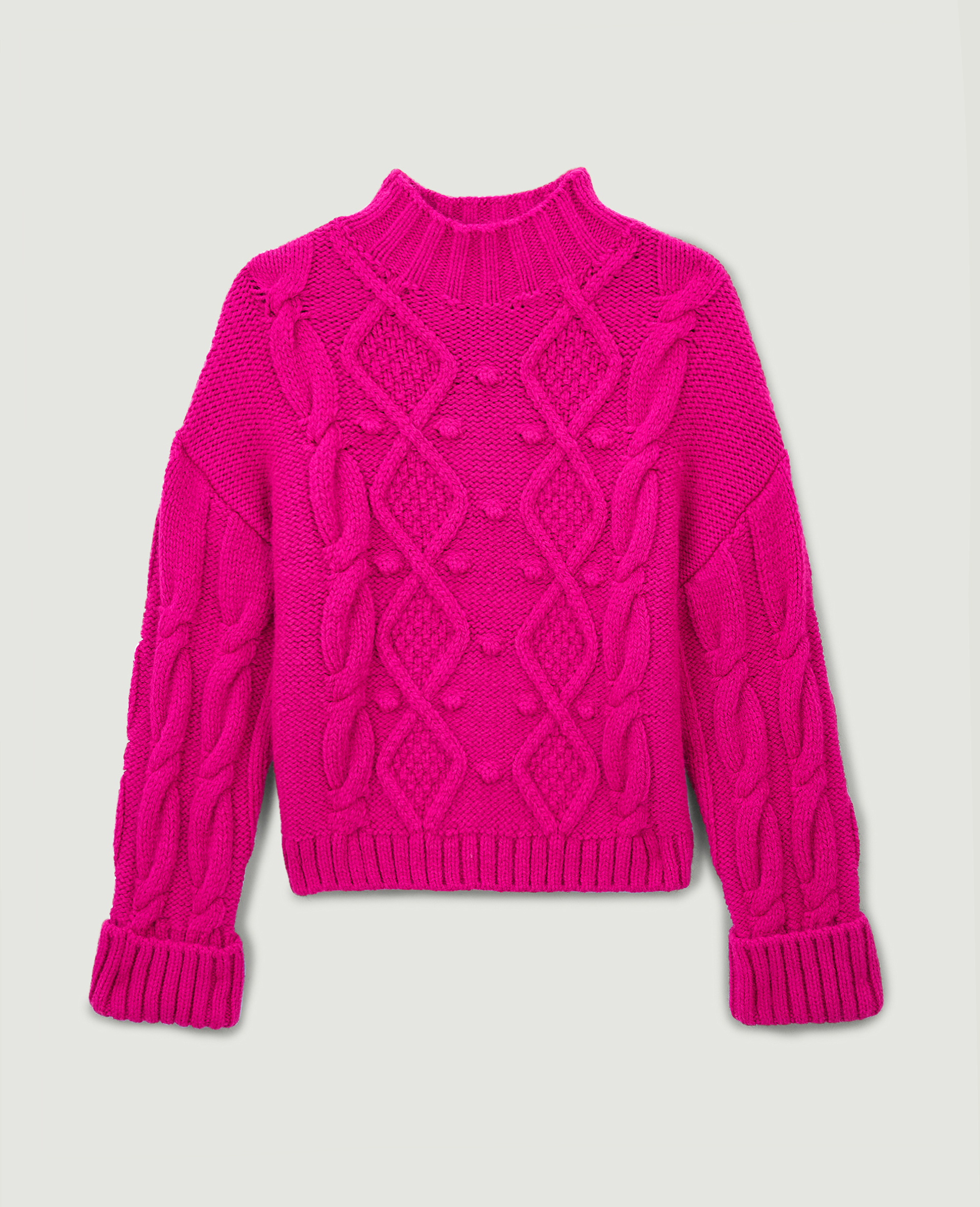 Pull maille fantaisie col montant rose fuchsia - Pimkie