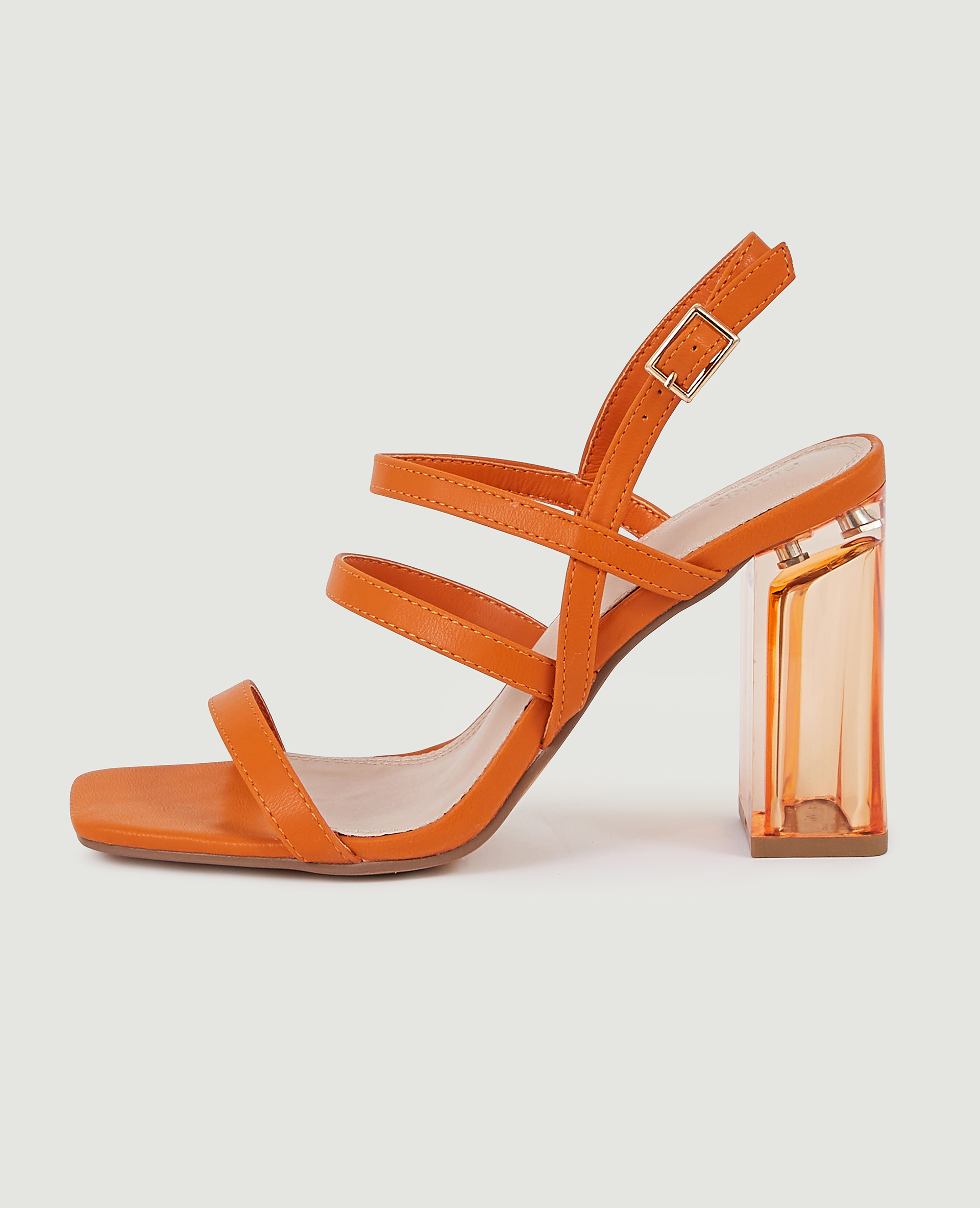 Sandales talon plexi orange - Pimkie