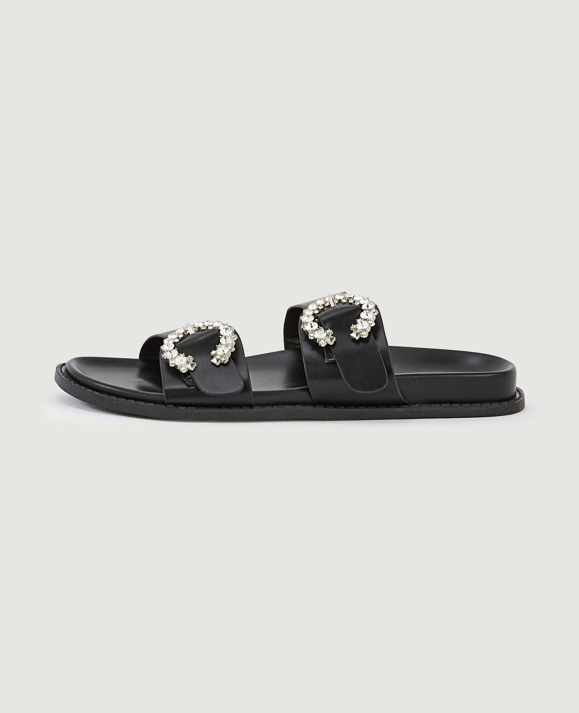 Mules à brides avec boucles bijoux noir - Pimkie