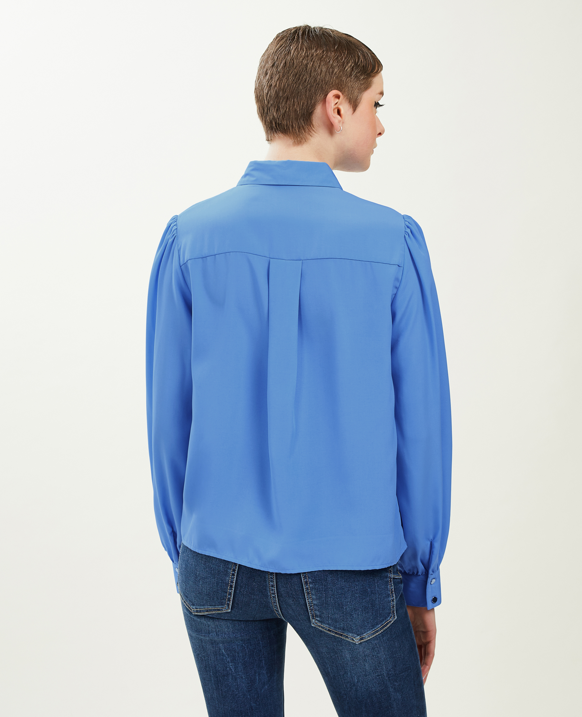 Chemise fluide avec boutons métal bleu - Pimkie