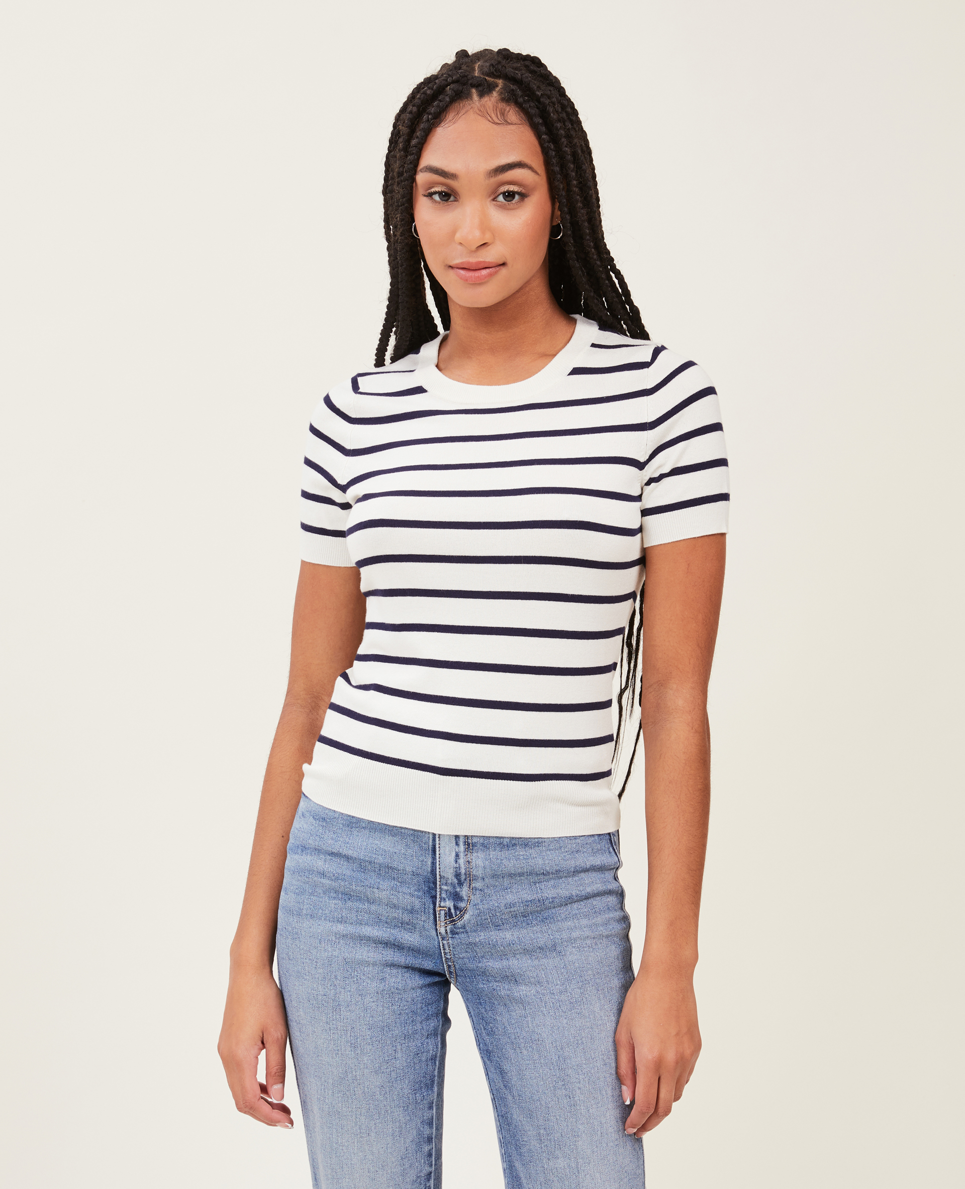 Pull manches courtes en maille fine blanc - Pimkie