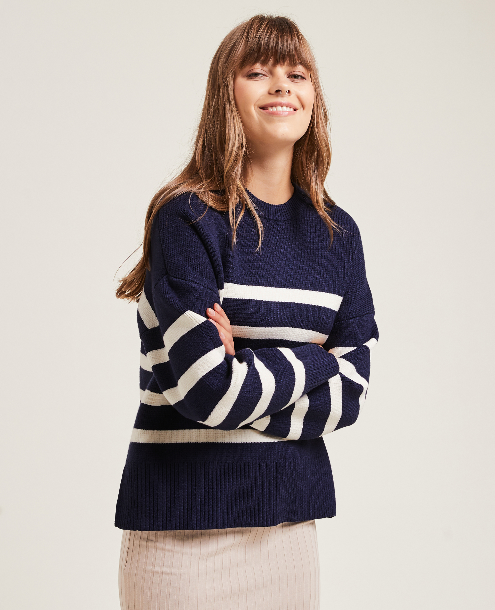 Pull marin en maille bleu marine - Pimkie