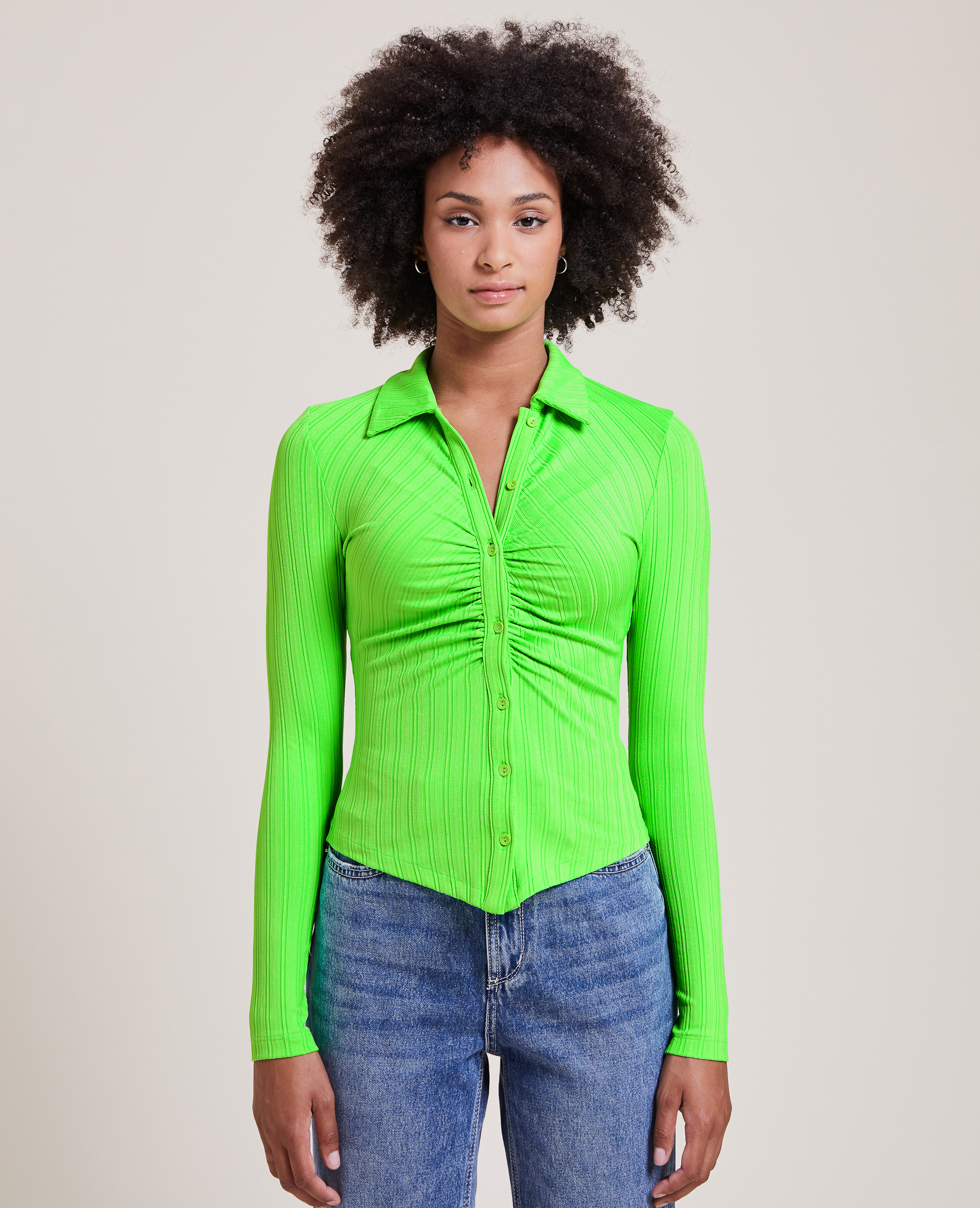 Chemisier en maille rayée vert - Pimkie