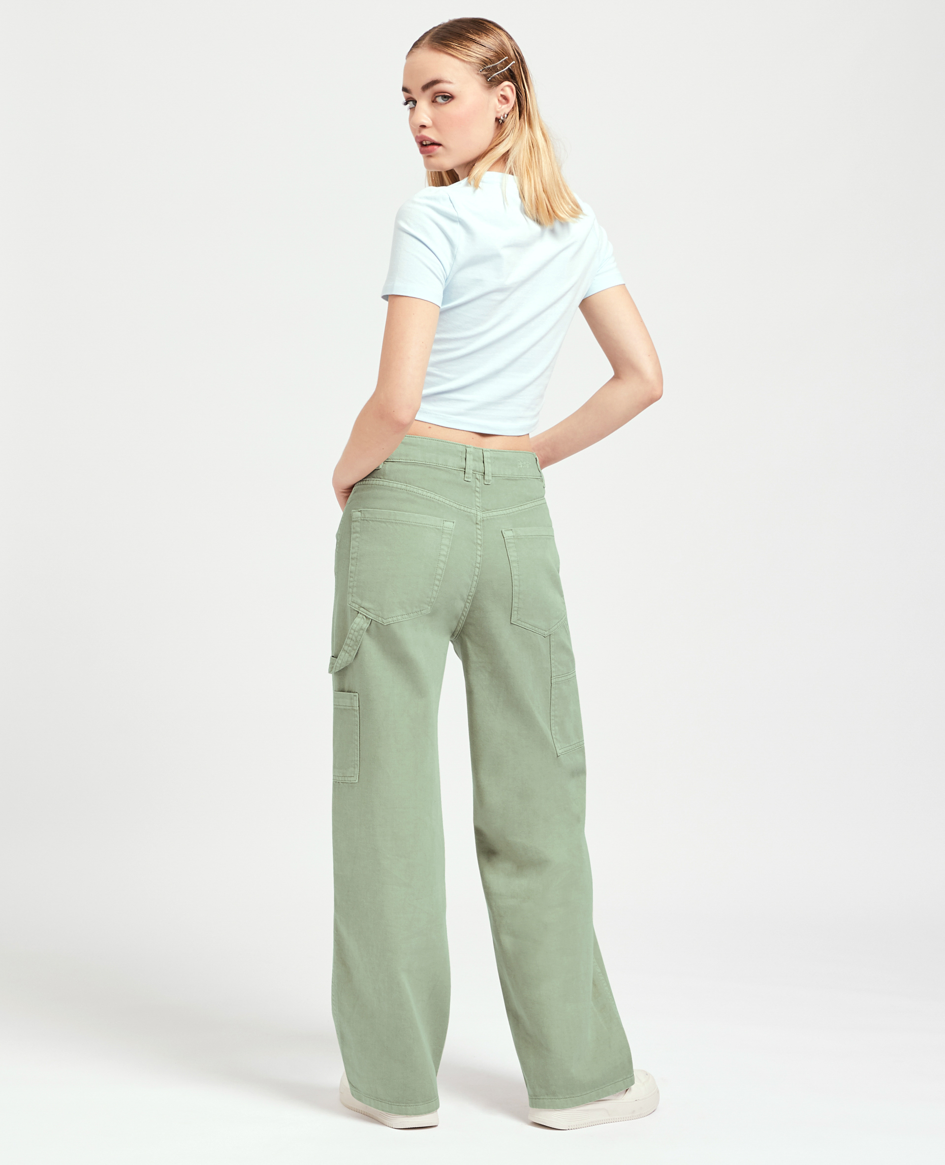 Jean cargo large vert de gris - Pimkie