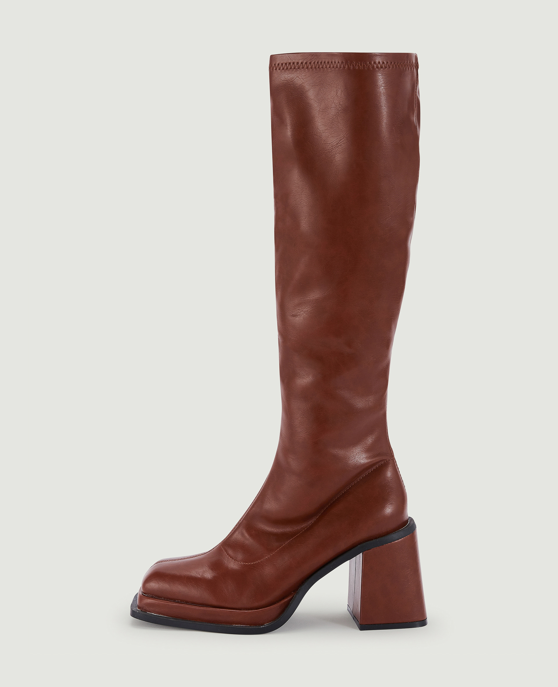 Bottes plateformes bouts carrés marron - Pimkie