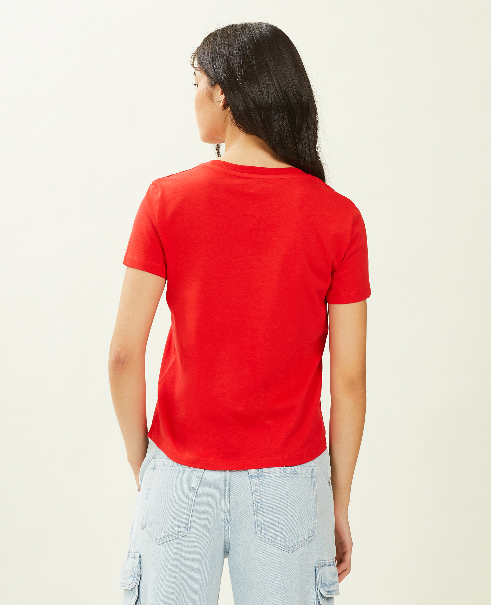 T-shirt basique col rond rouge - Pimkie
